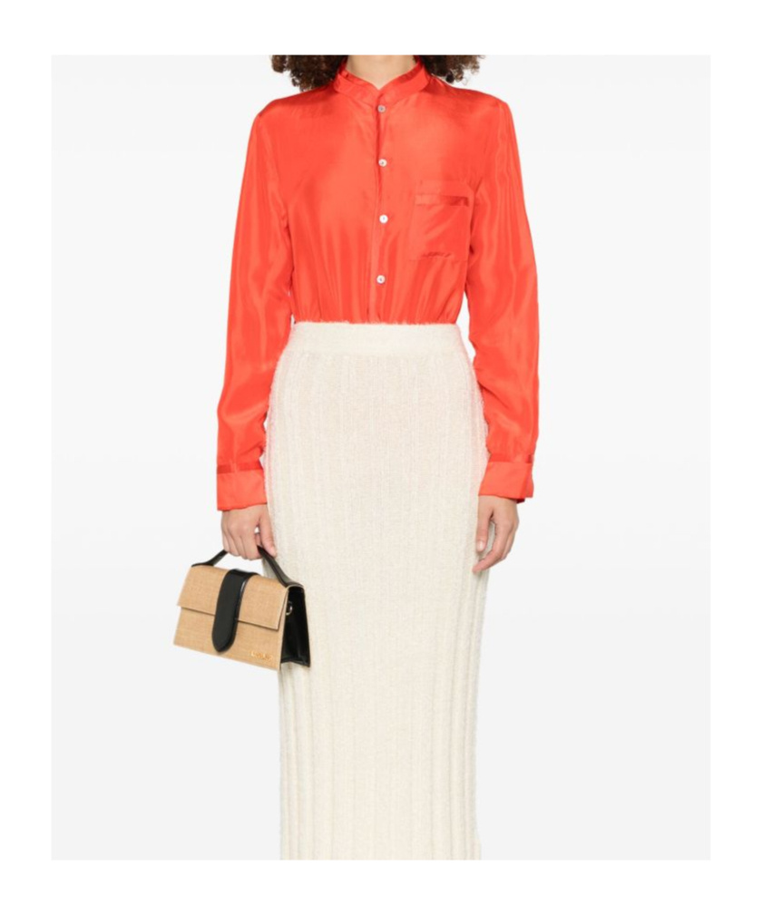 Forte Forte Habotai Orange Shirt With Mandarin Collar And Chest Pocket In Silk Woman In Orange