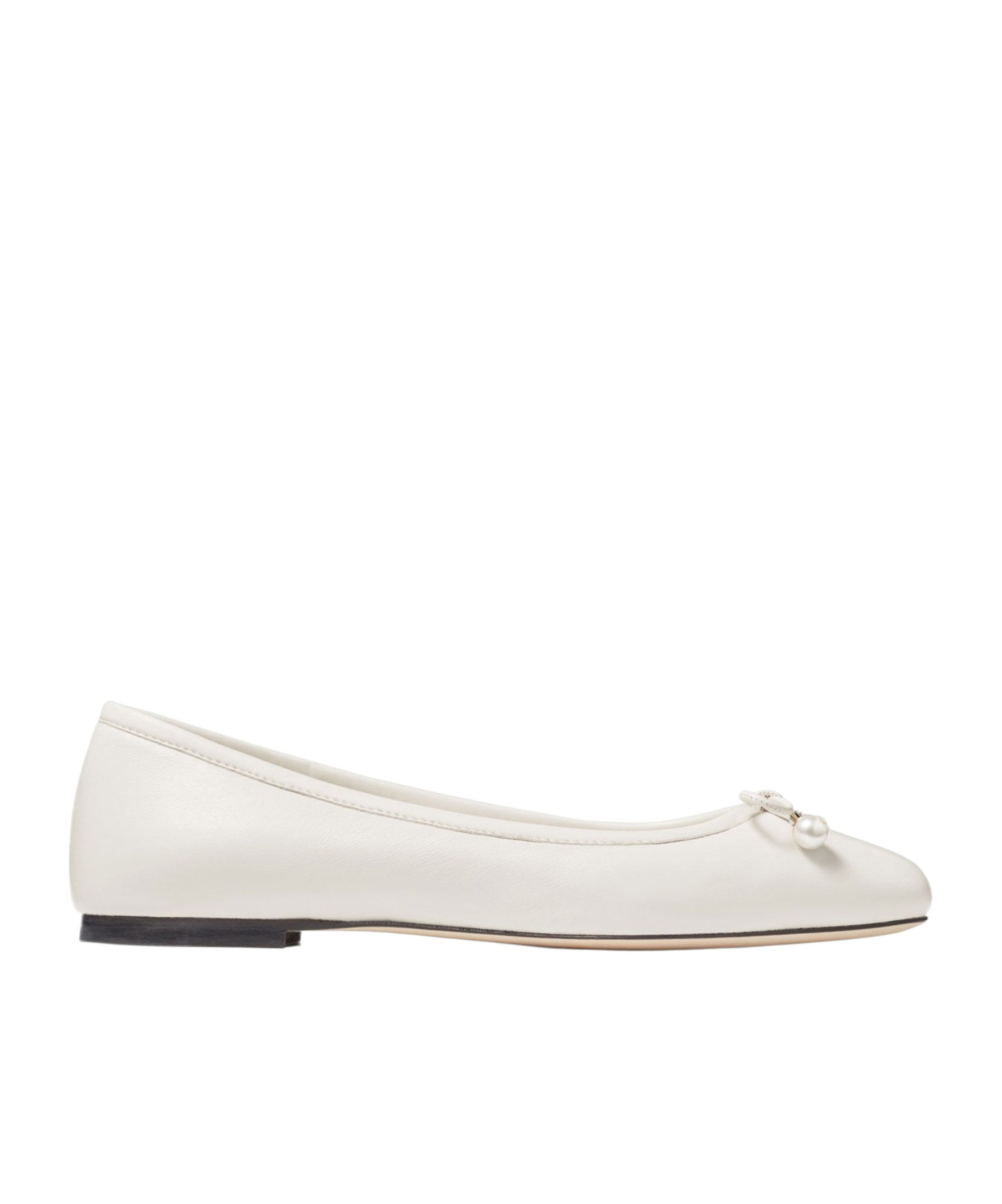 Jimmy Choo Elme Embellished Leather Ballet Flats In White