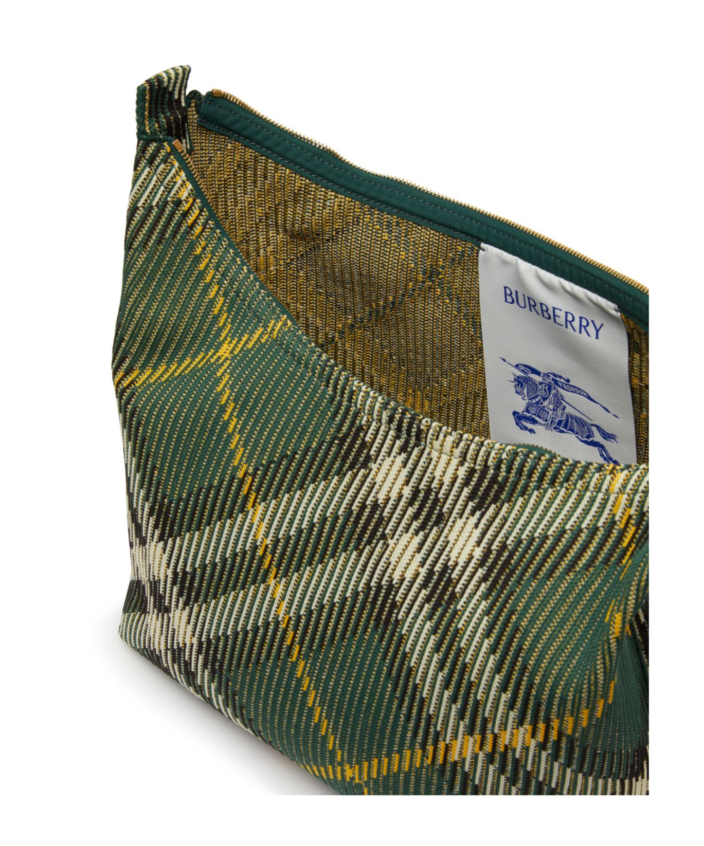 Shop Burberry Check Duffle Bag In Green