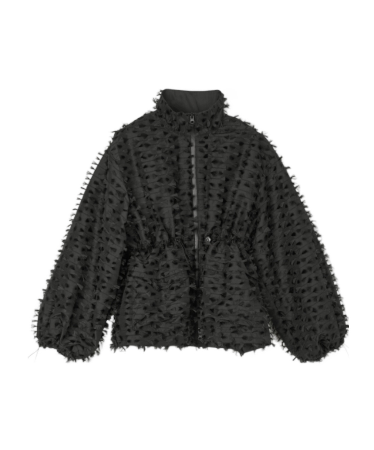 Cecilie Bahnsen Textured Balloon-sleeve Jacket In Black