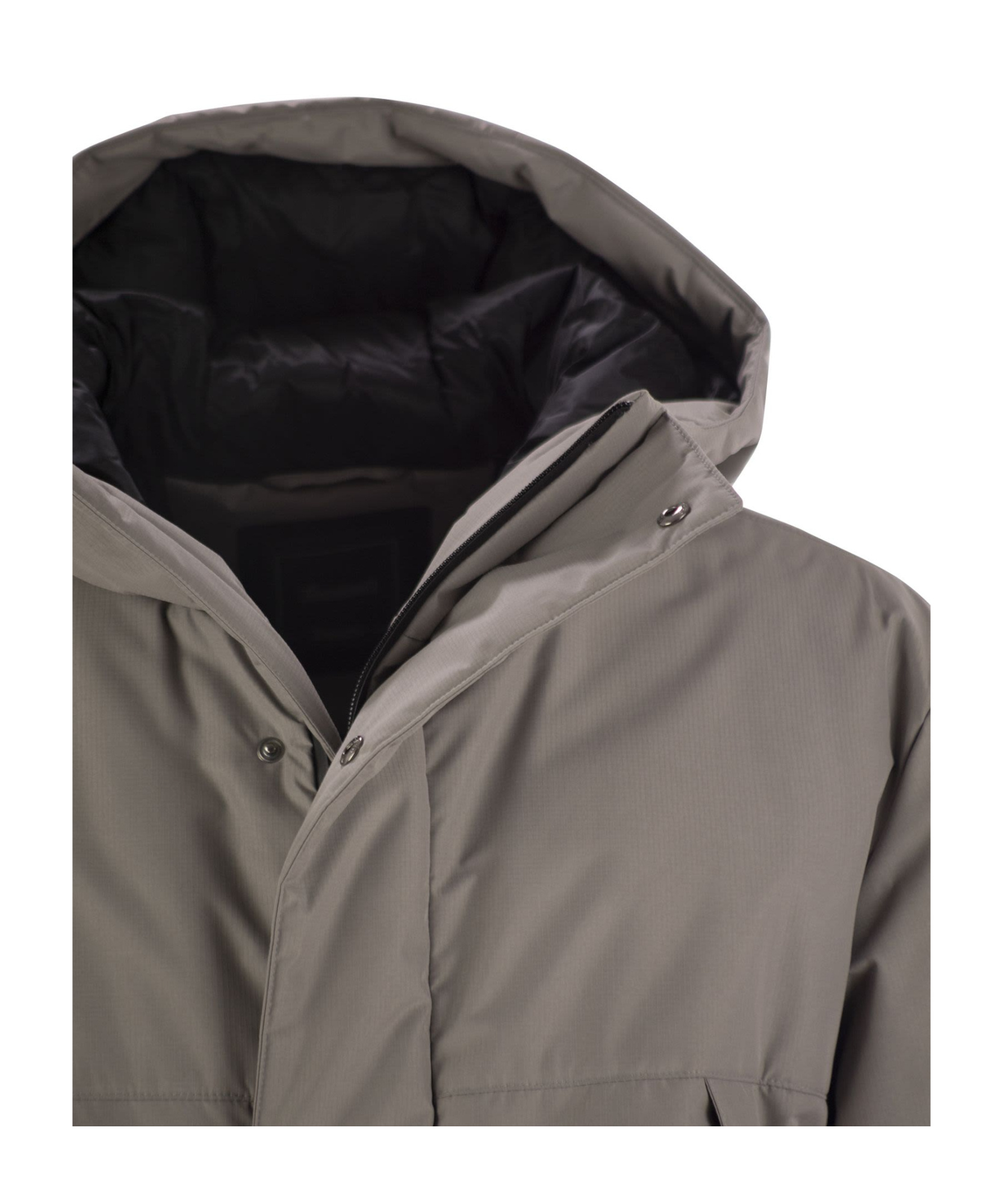 Herno Laminar 2 Layers Down Jacket With Hood In Gray