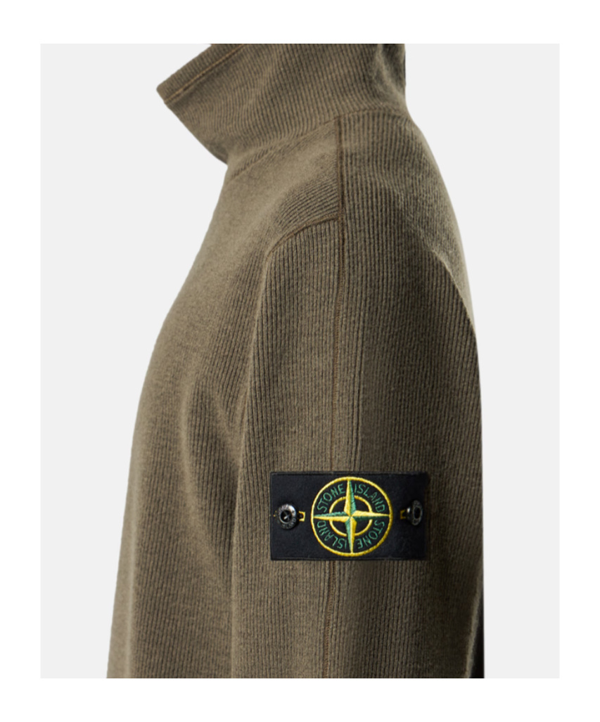 Stone Island Comfort-fit Mock Neck Sweatshirt With Back Yoke Detail In Green