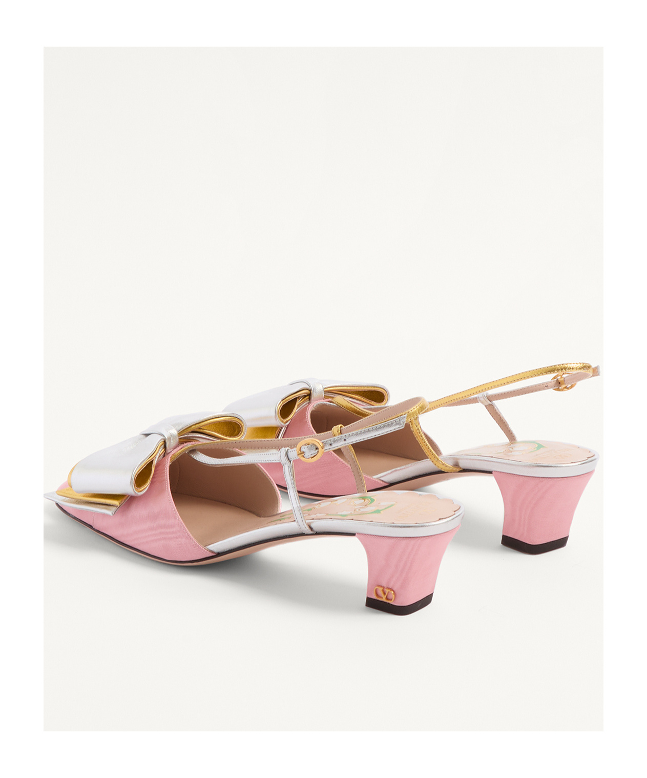 Valentino Scarpe Con Tacco Bowow In Tessuto Rosa Donna In Multicolor