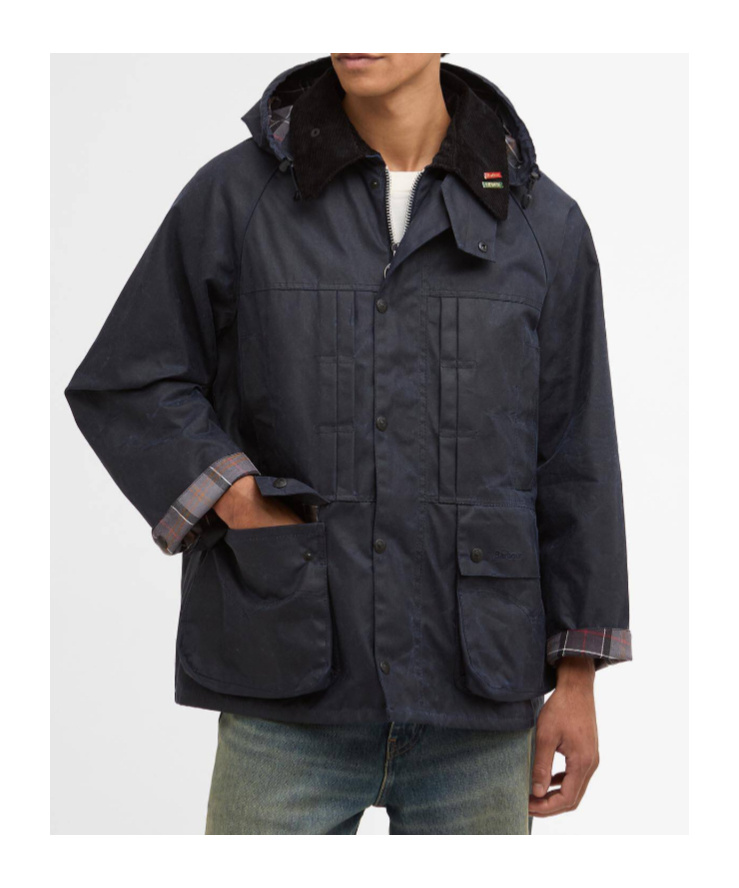 Barbour X Levi's Oversized Bedale Waxed Jacket In Blue