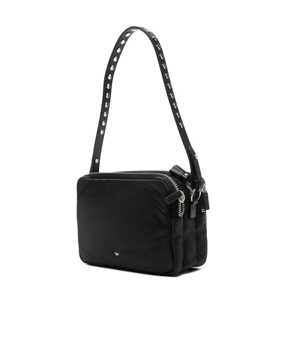 Anya Hindmarch Studded Strap Zip Cross Body Bag In Black