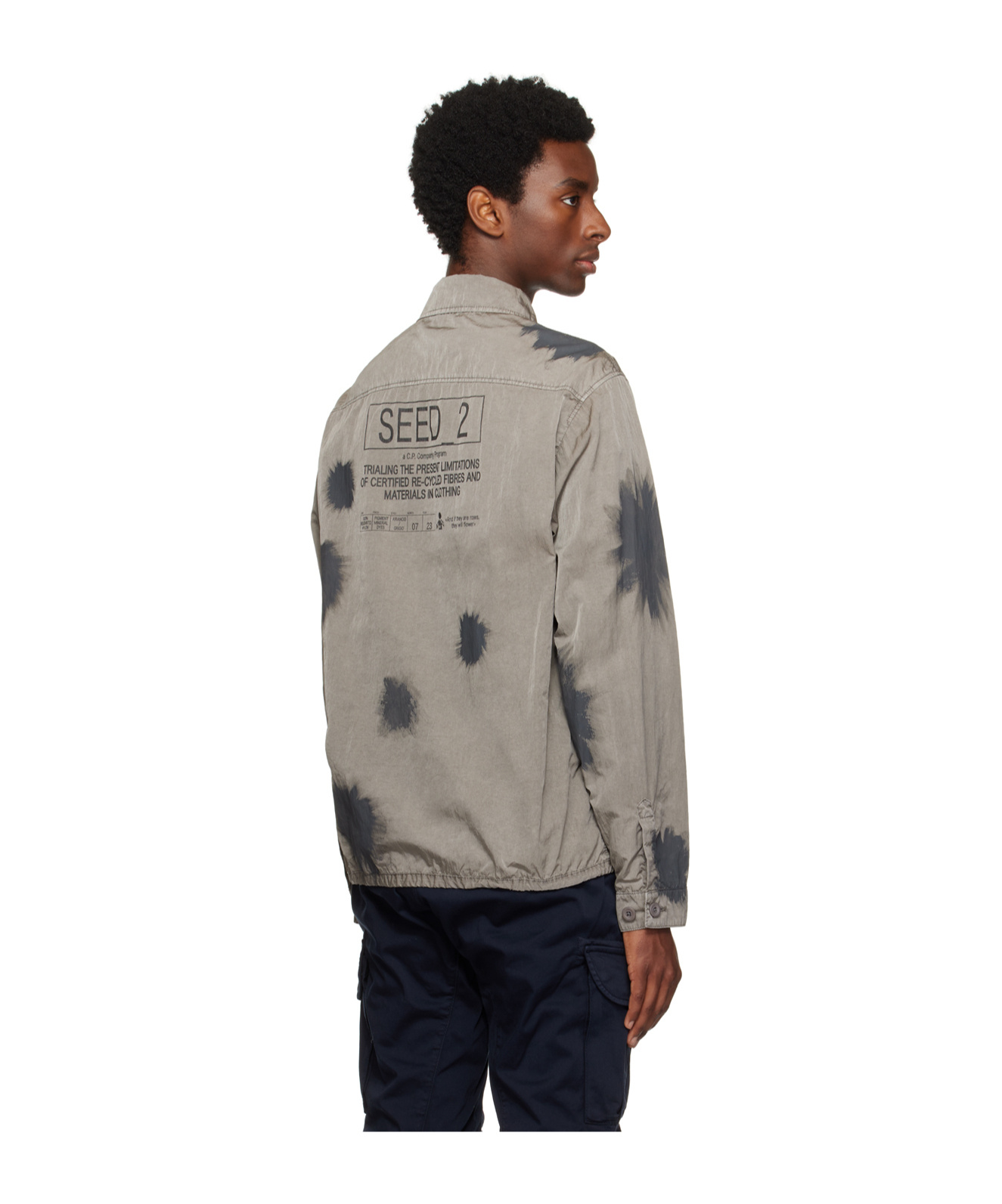 C.p. Company Logo-printed Casual Jacket In Gray