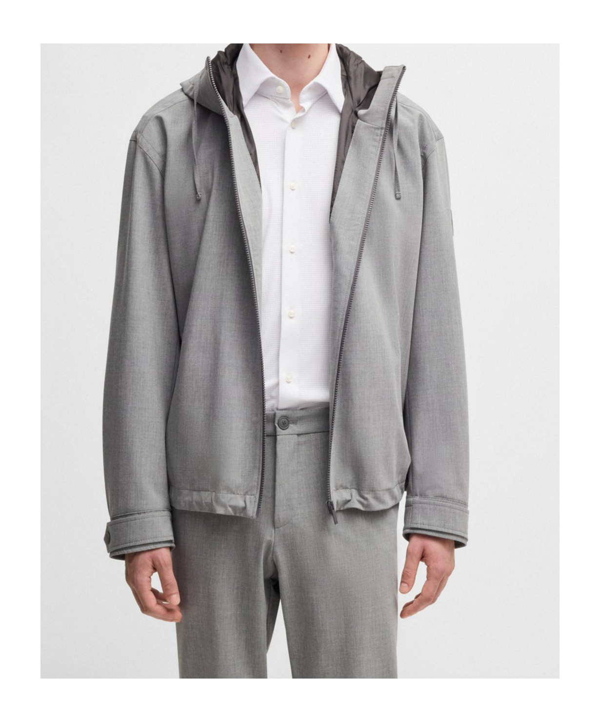 Hugo Boss Regular-fit Jacket In Performance-stretch Material In Gray