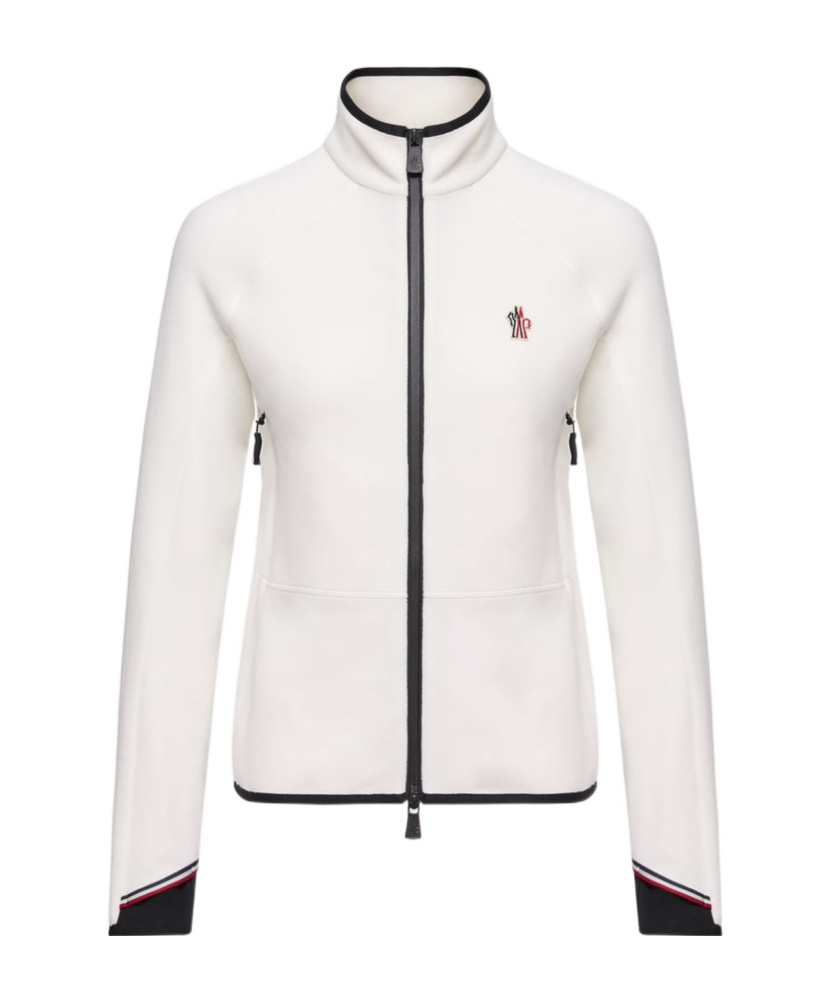Moncler Fleece Sweatshirt With Zip And Pockets In White