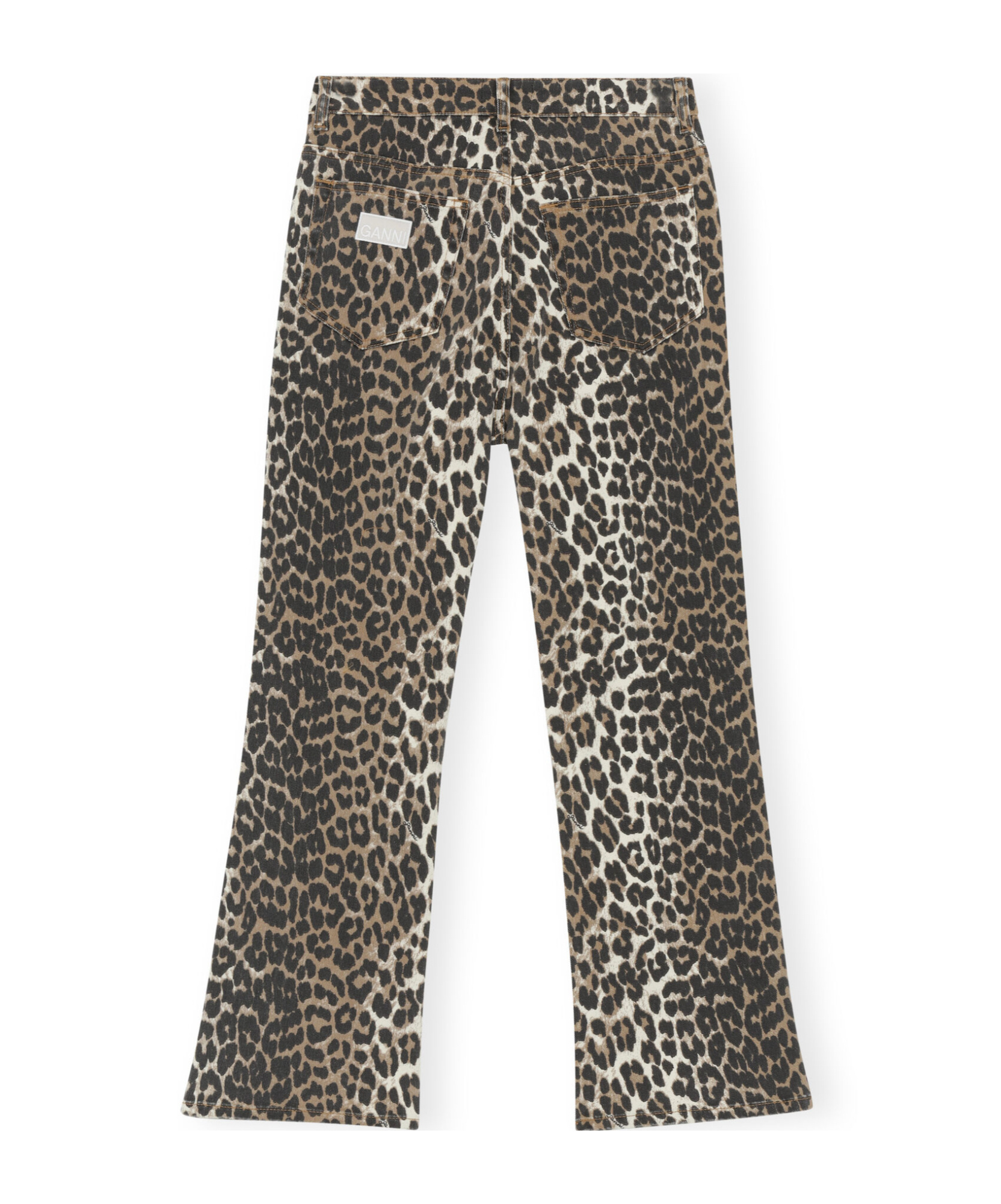Ganni Betzy Leopard Cropped Jeans In Black