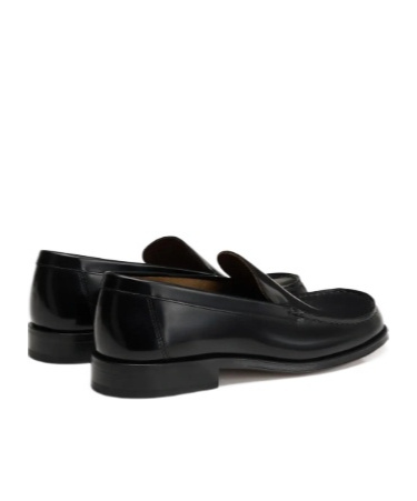 Lemaire Polished Leather Slip-on Shoes In Black