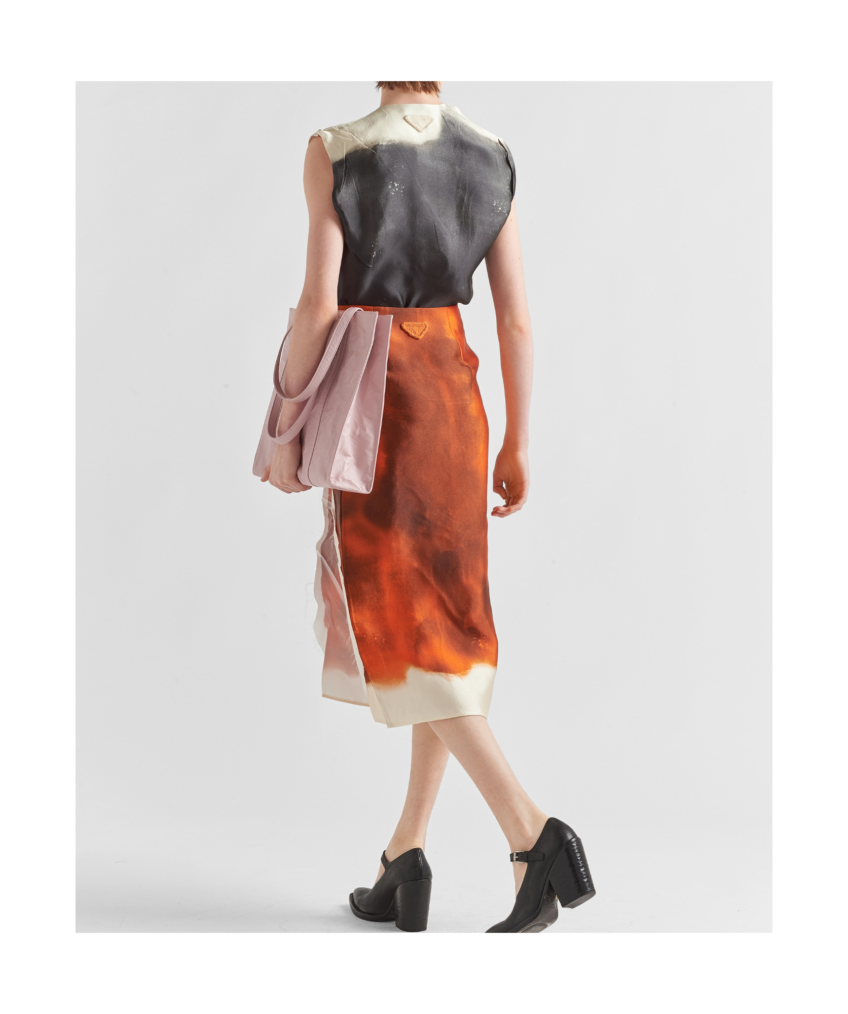 Prada Creased-detail Sleeveless Blouse In Gray
