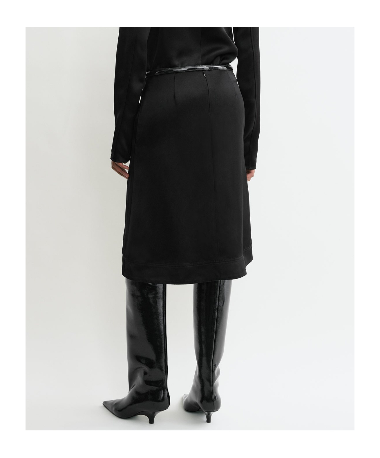 Totême Panelled Satin Midi Skirt In Black