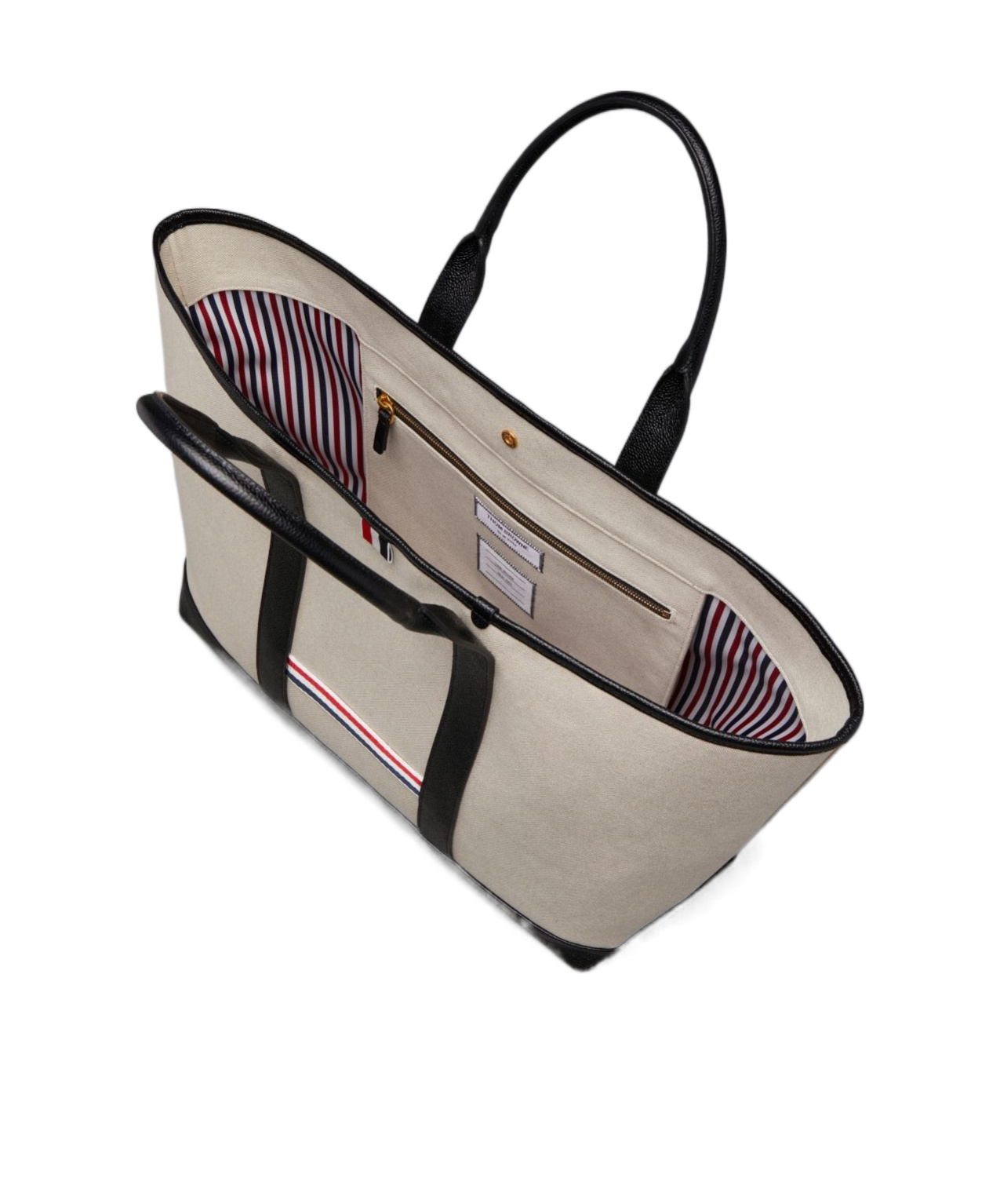 Thom Browne Medium Rwb-stripe Tote Bag In Gray