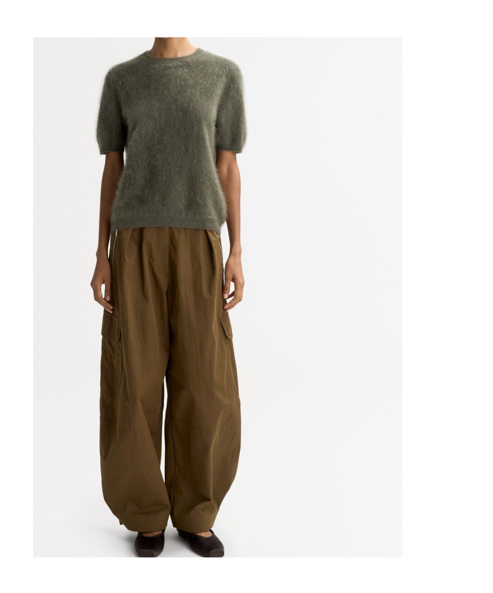Soft Goat Short-sleeved Sweater In Green
