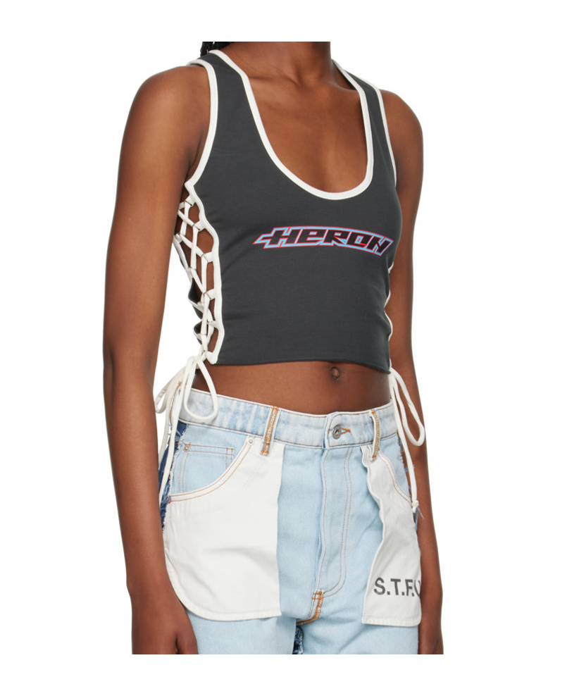 Heron Preston Logo-print Lace-up Top In Multi