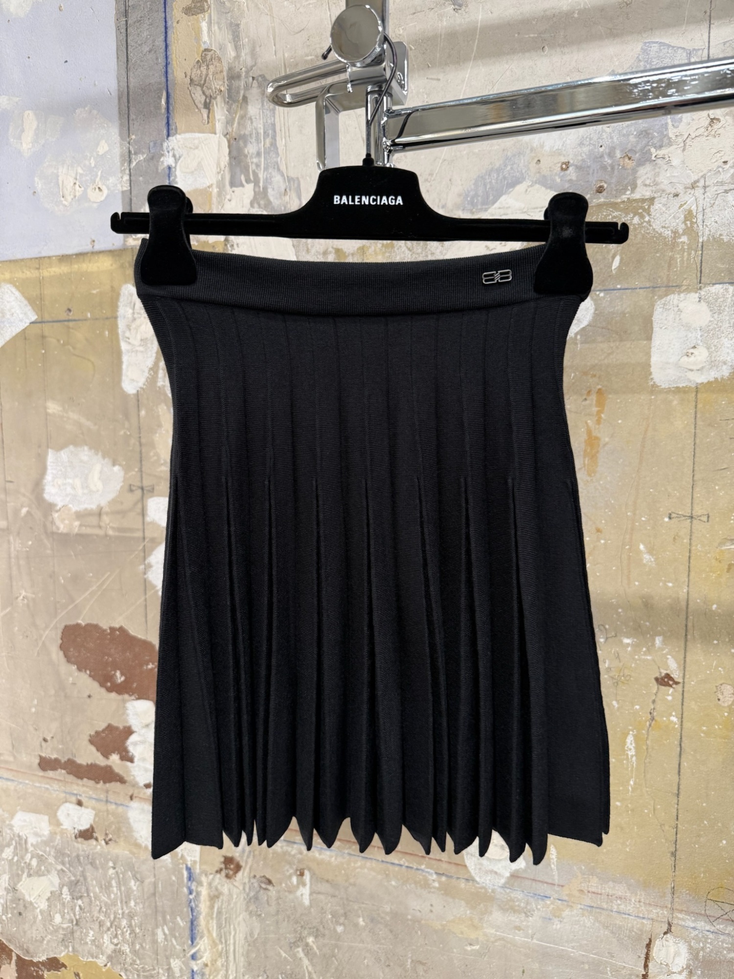 Balenciaga Knitted Pleated Skirt In Black