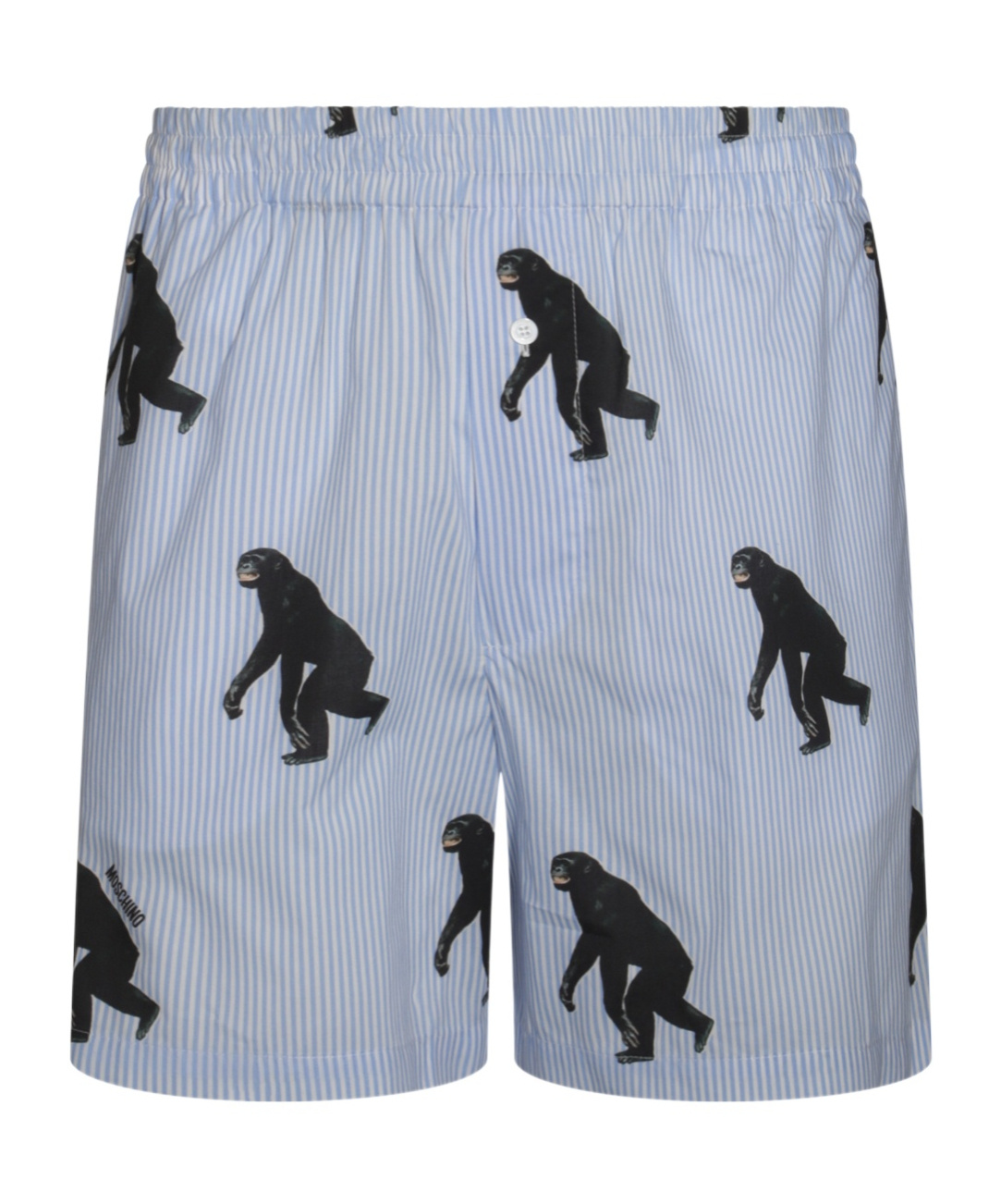 Moschino Knee Length Printed Shorts With Elastic Waistband In Blue