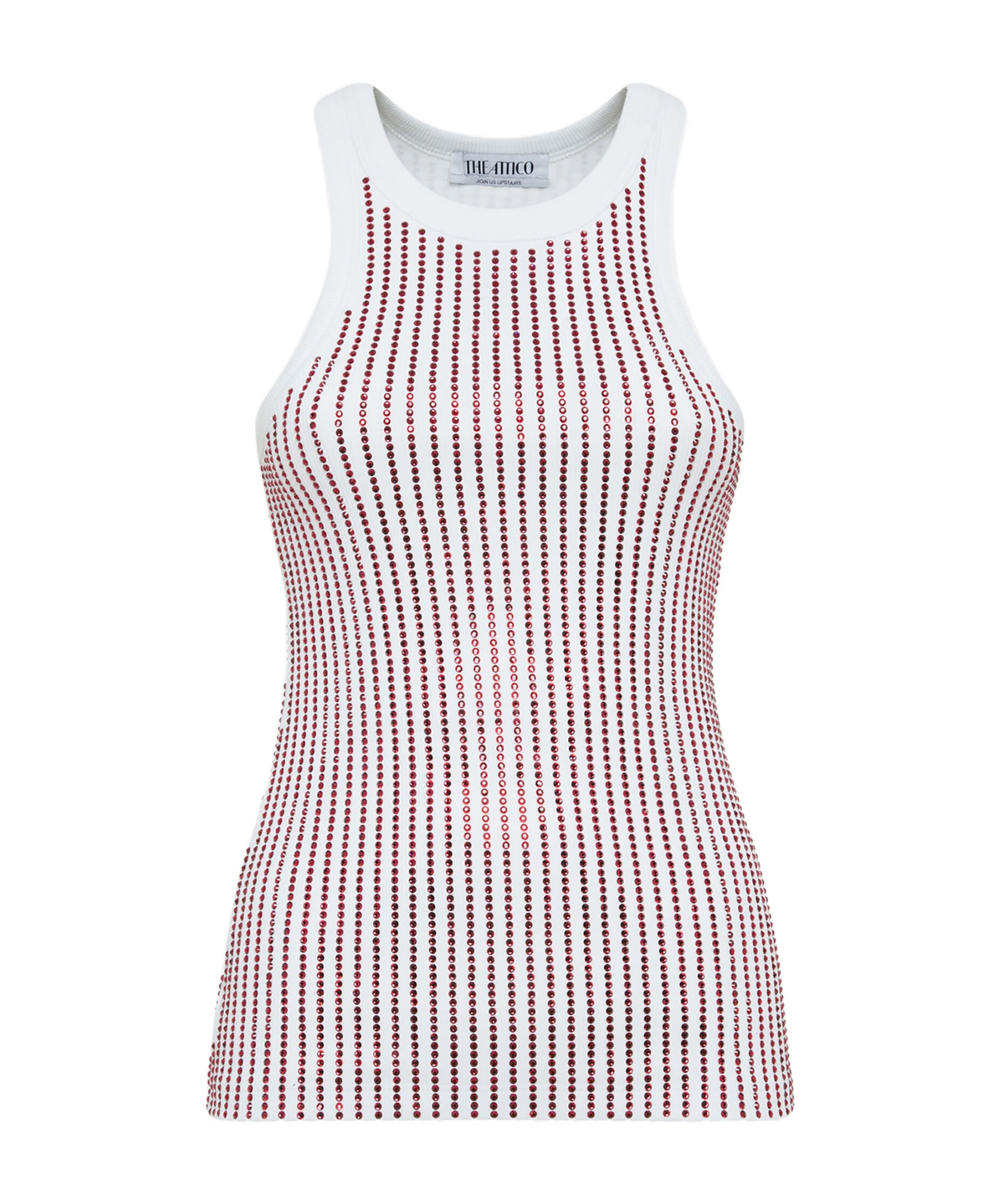 Shop Attico The  Embellished Ribbed Tank Top In White