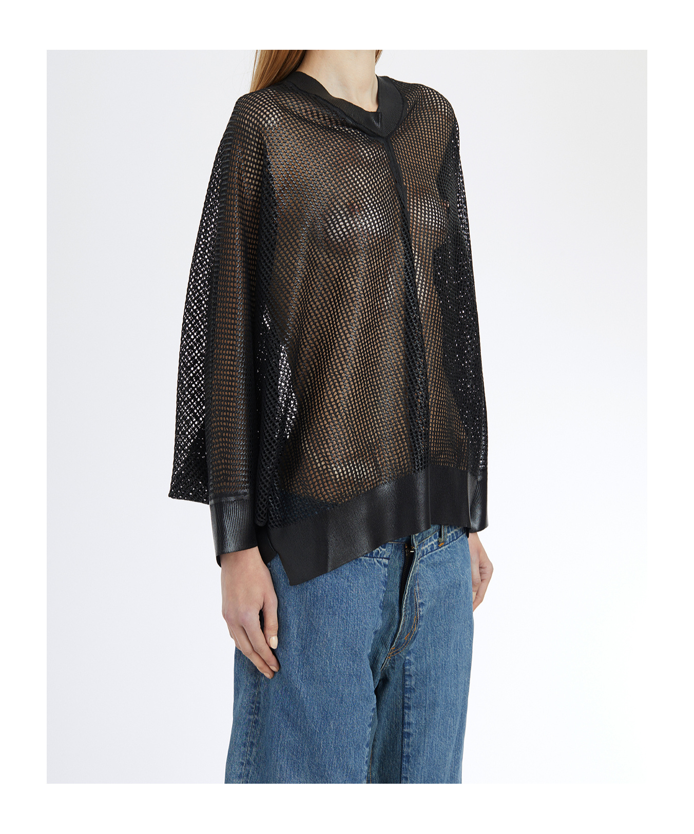 Junya Watanabe Oversized Mesh Sweater In Black