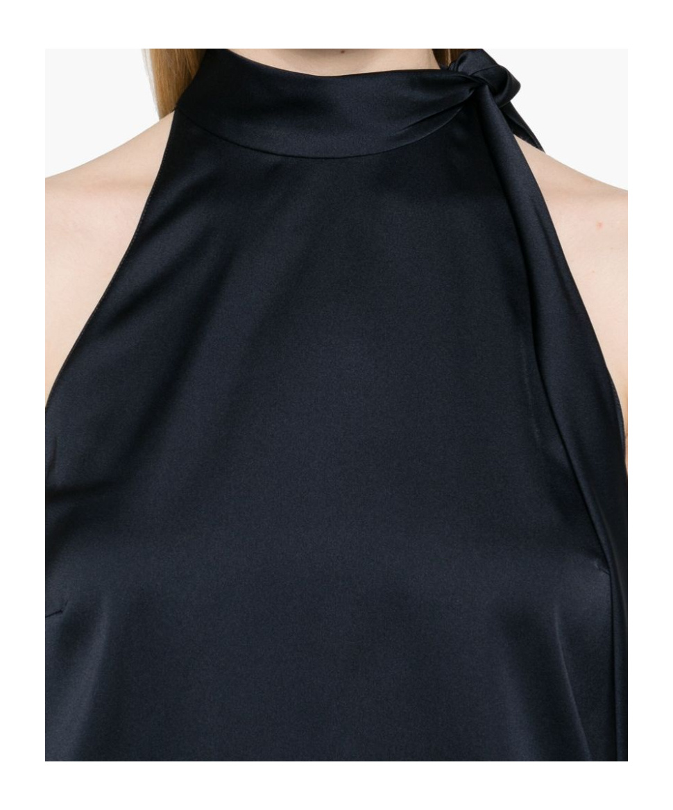 Theory Textured-satin Halter Top In Black