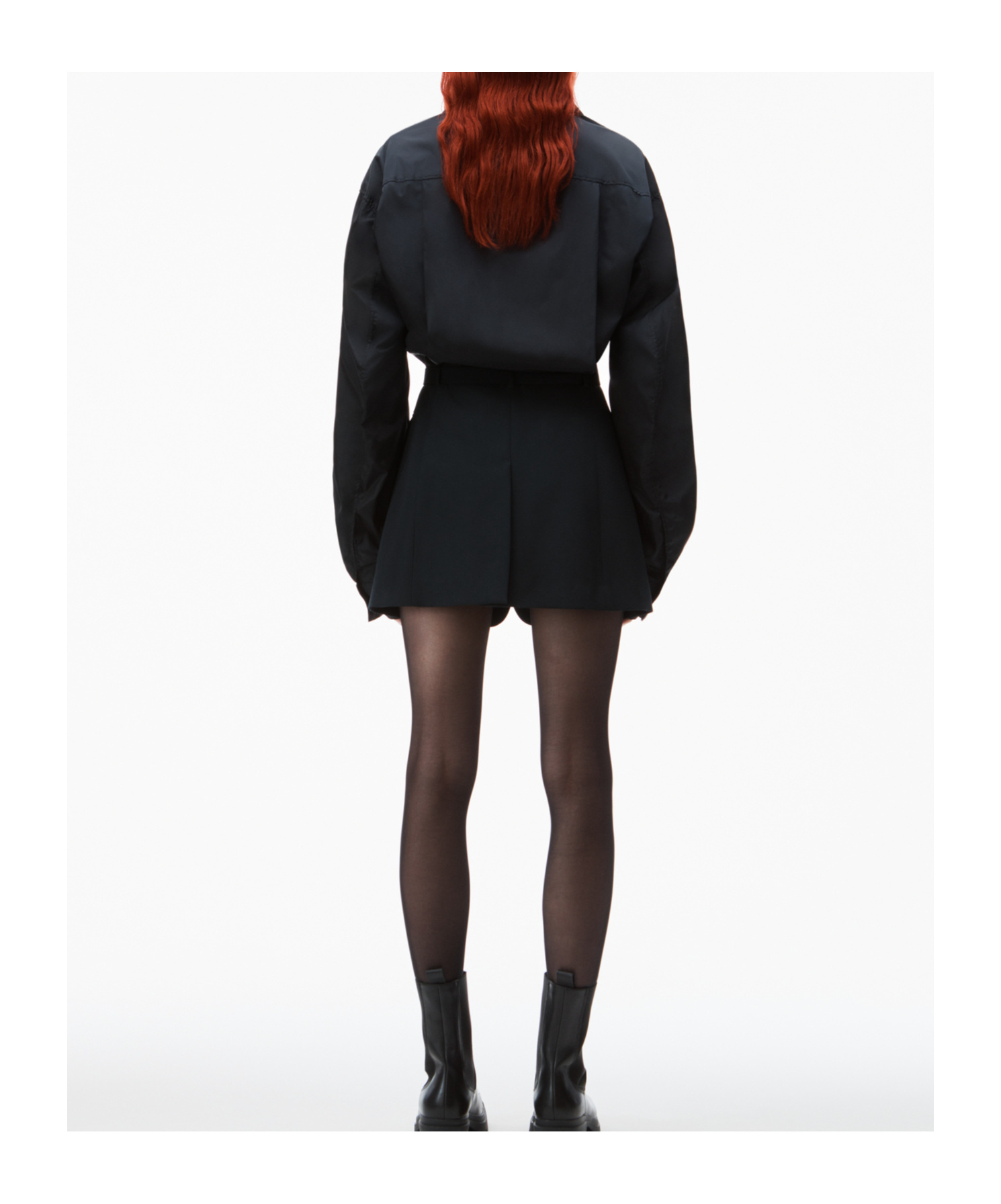 Alexander Wang Belted Button-up Shirt Blazer In Black