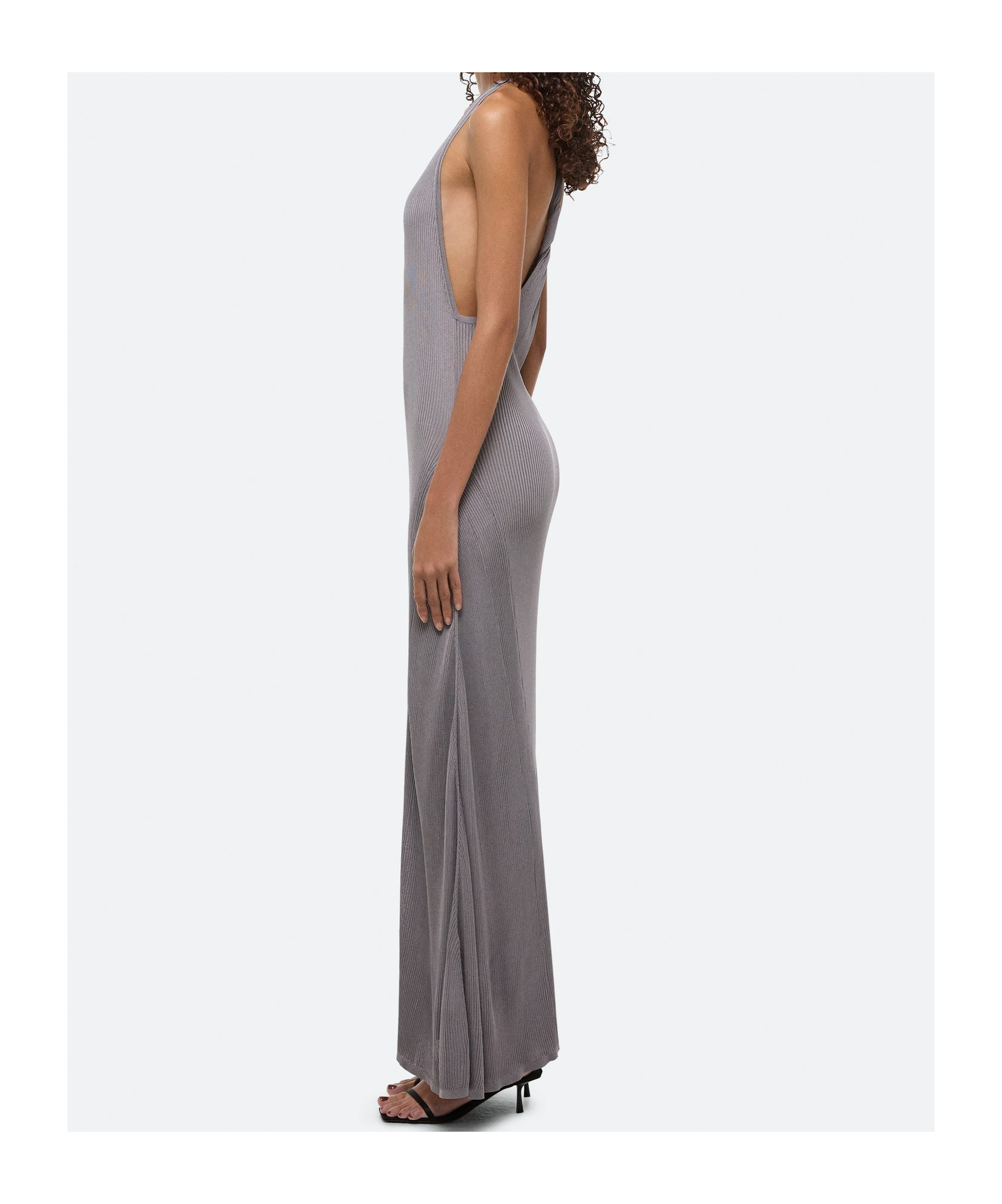 Helmut Lang Round Neck Sleeveless Dress In Gray