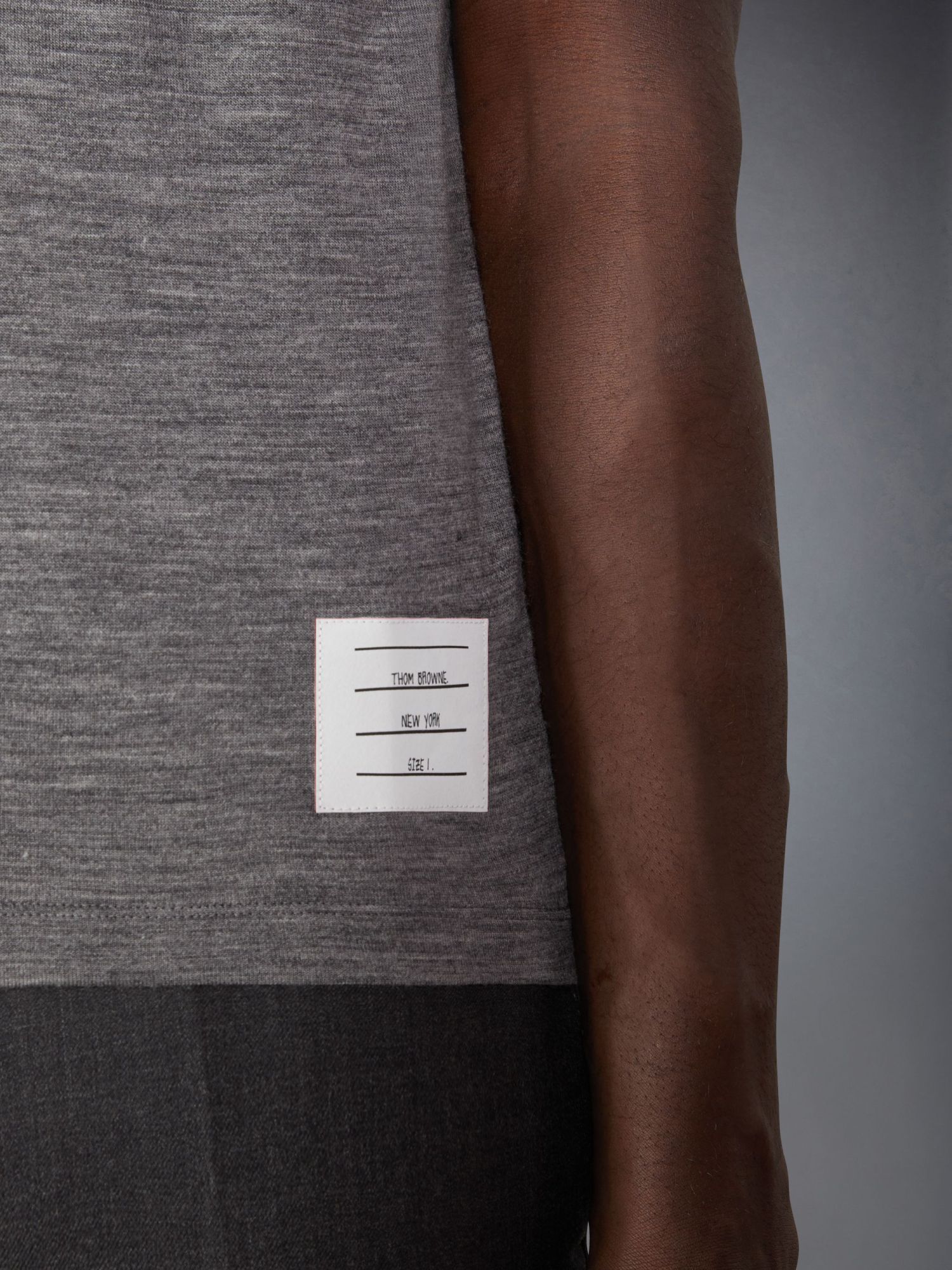 Thom Browne Ringer Stretch Wool T-shirt In Gray