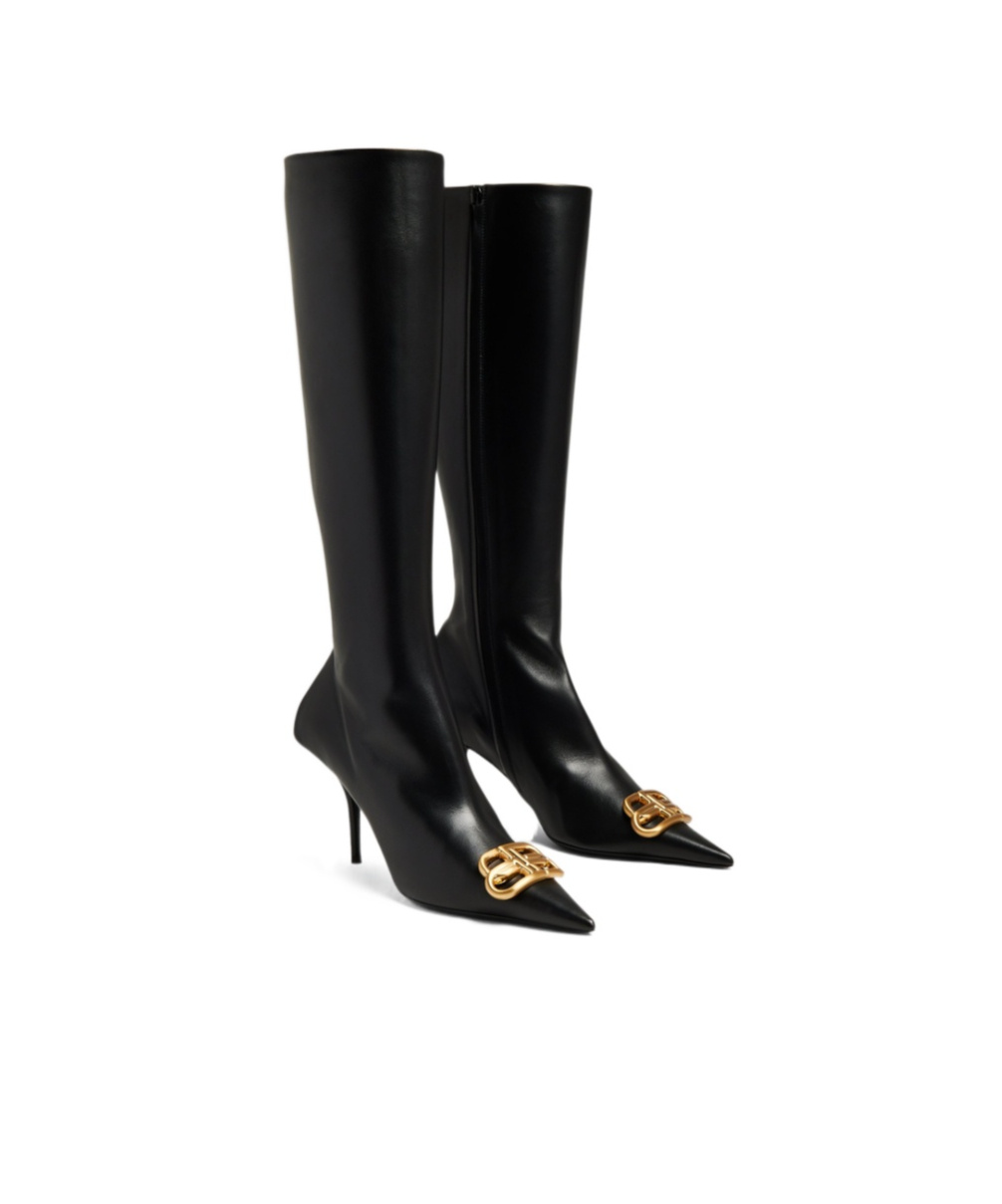 Balenciaga Black Nappa Leather Squared Knife Bb Boots In Black
