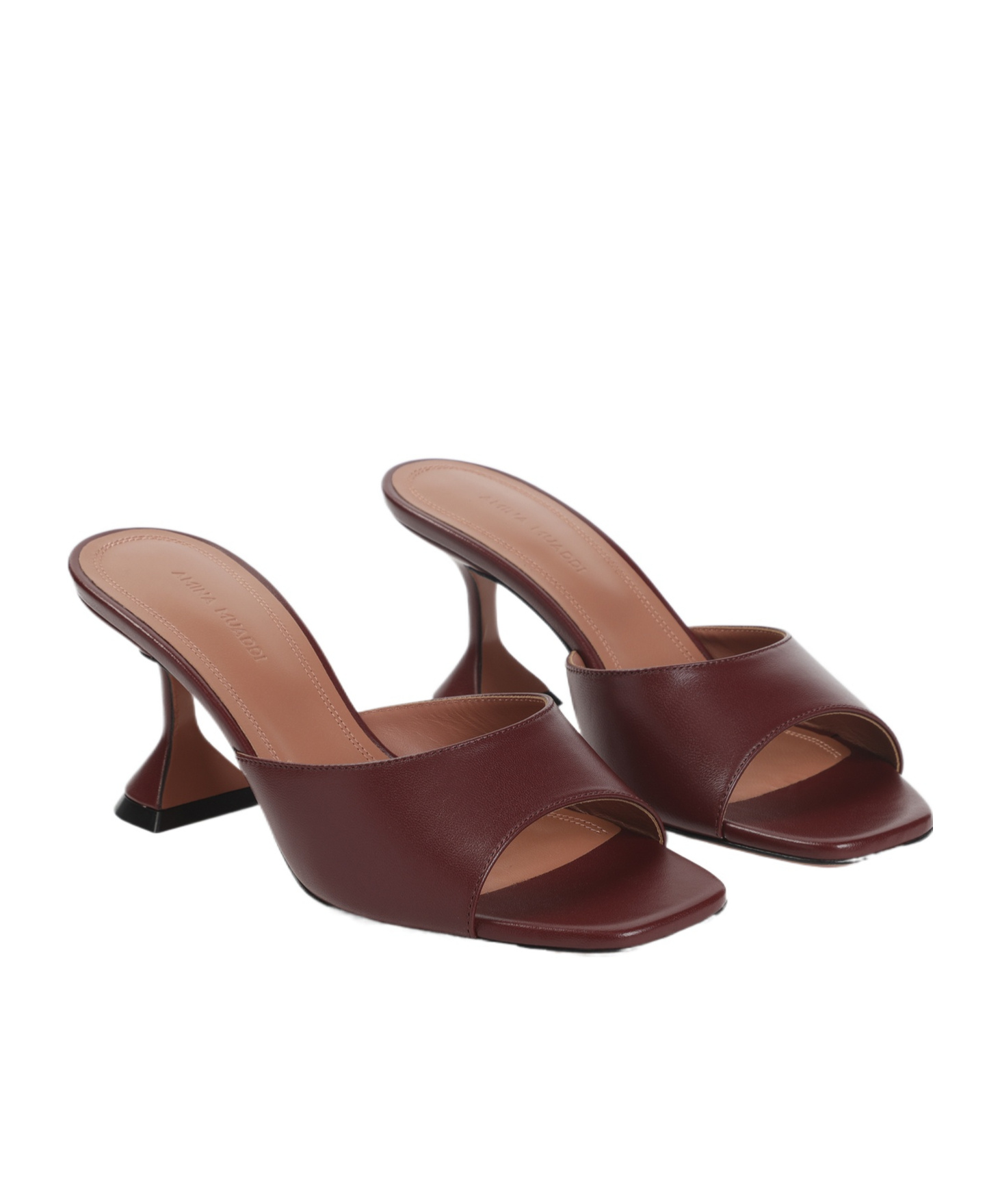 Amina Muaddi Wine Red Nappa Leather Lupita 70 Slippers In Burgundy