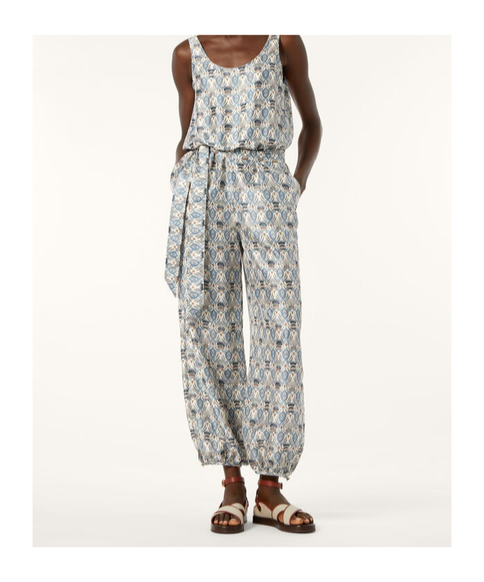 Loro Piana Nadia Belted Printed Silk-satin Jumpsuit In Multi