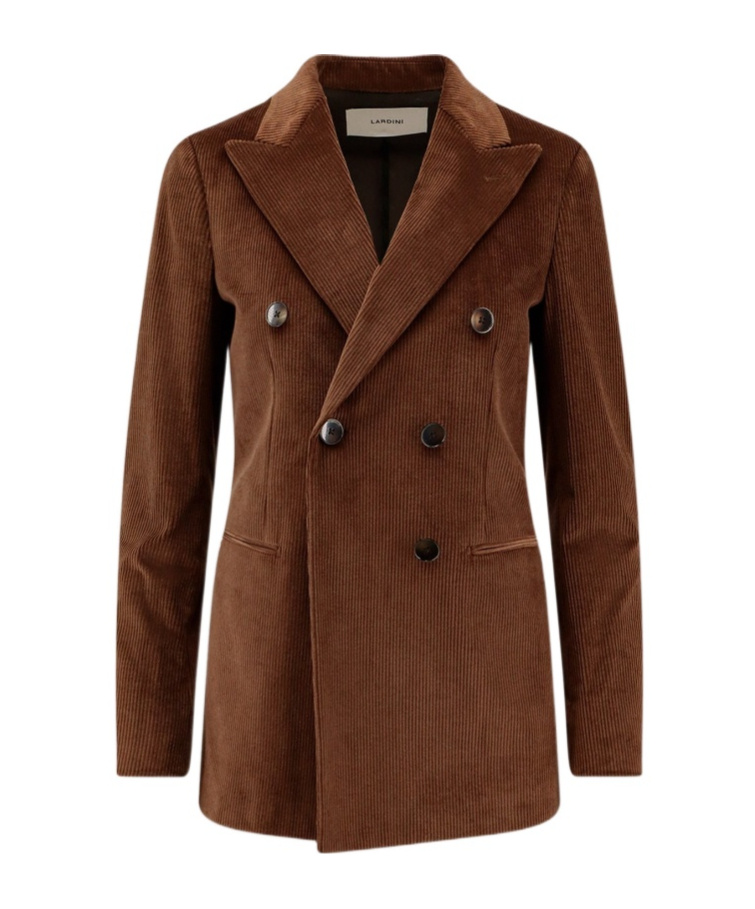 Lardini Double-breasted Corduroy Blazer In Brown