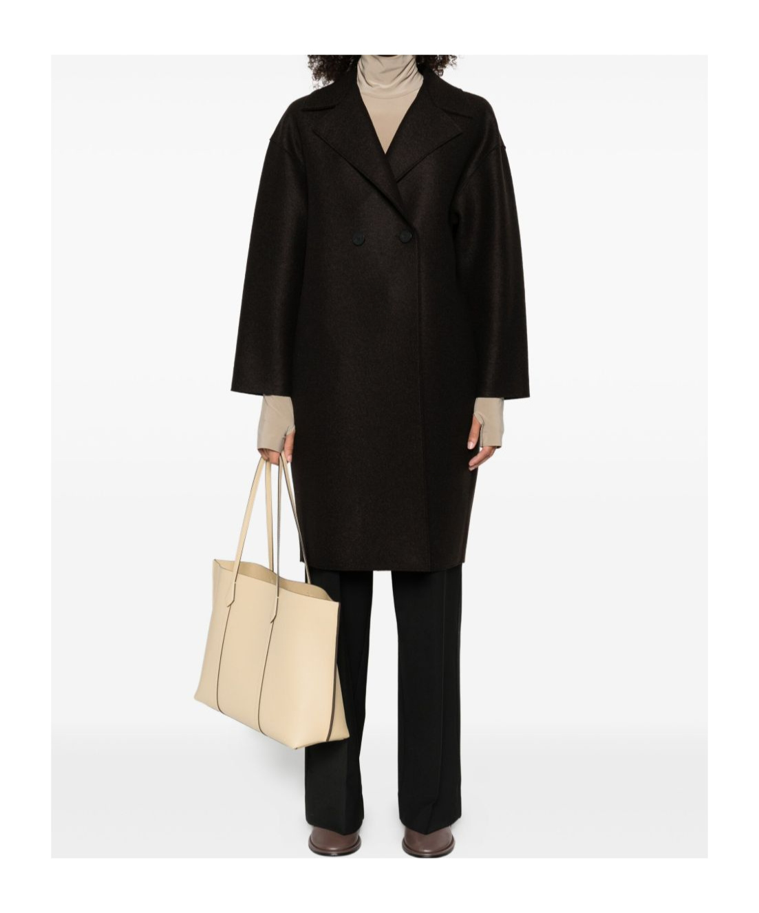 Harris Wharf London Black Double-breasted Coat With Dropped Shoulders In Wool Woman In Black
