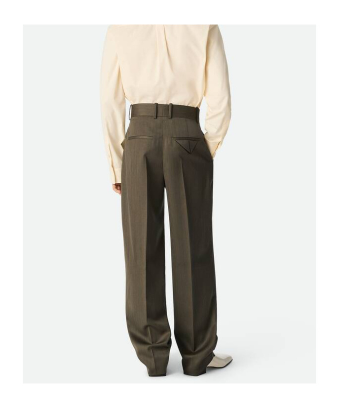 Bottega Veneta Leather Wide Leg Trousers In Brown