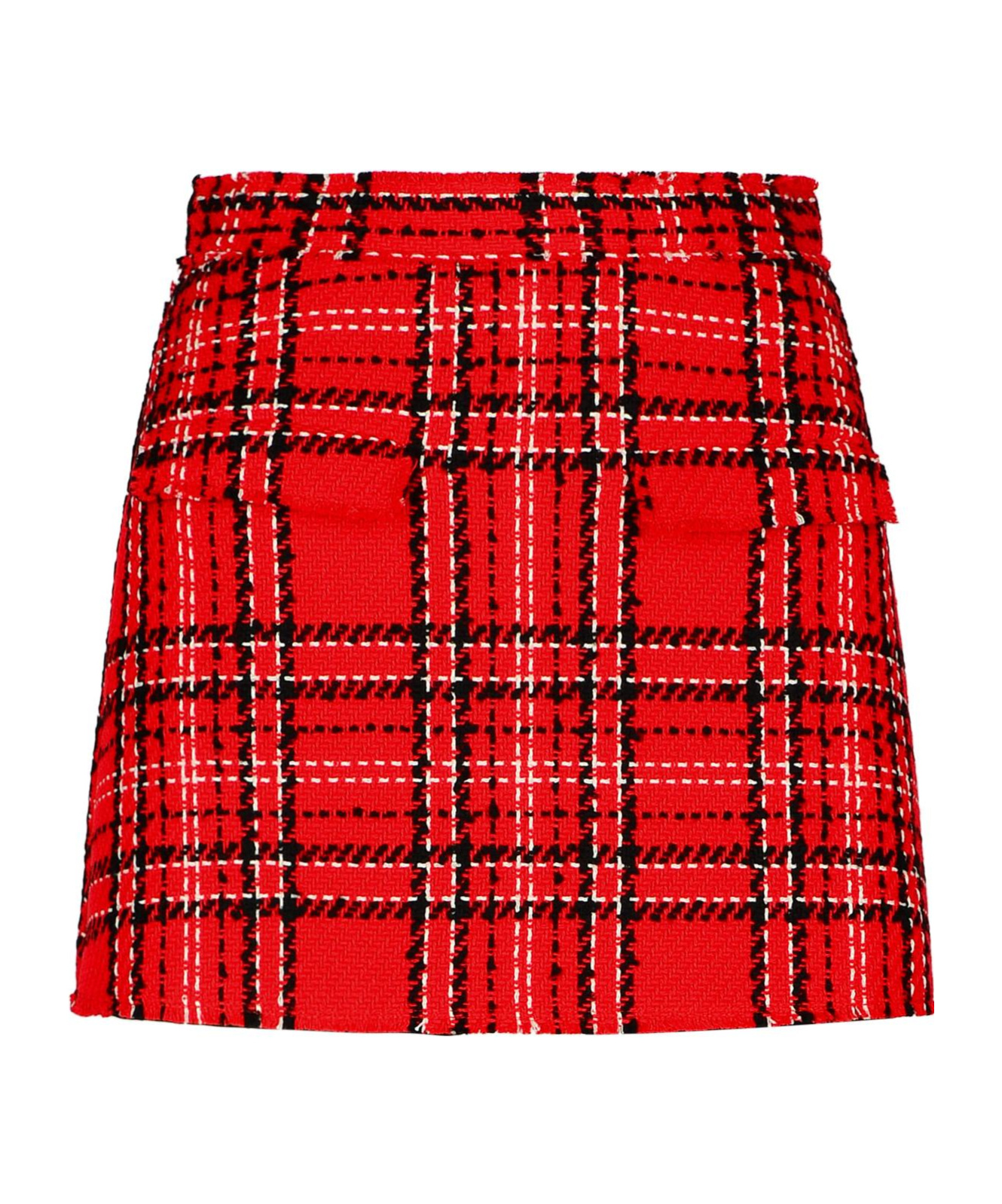 Msgm Tartan Cotton Blend Tweed Skort In Red