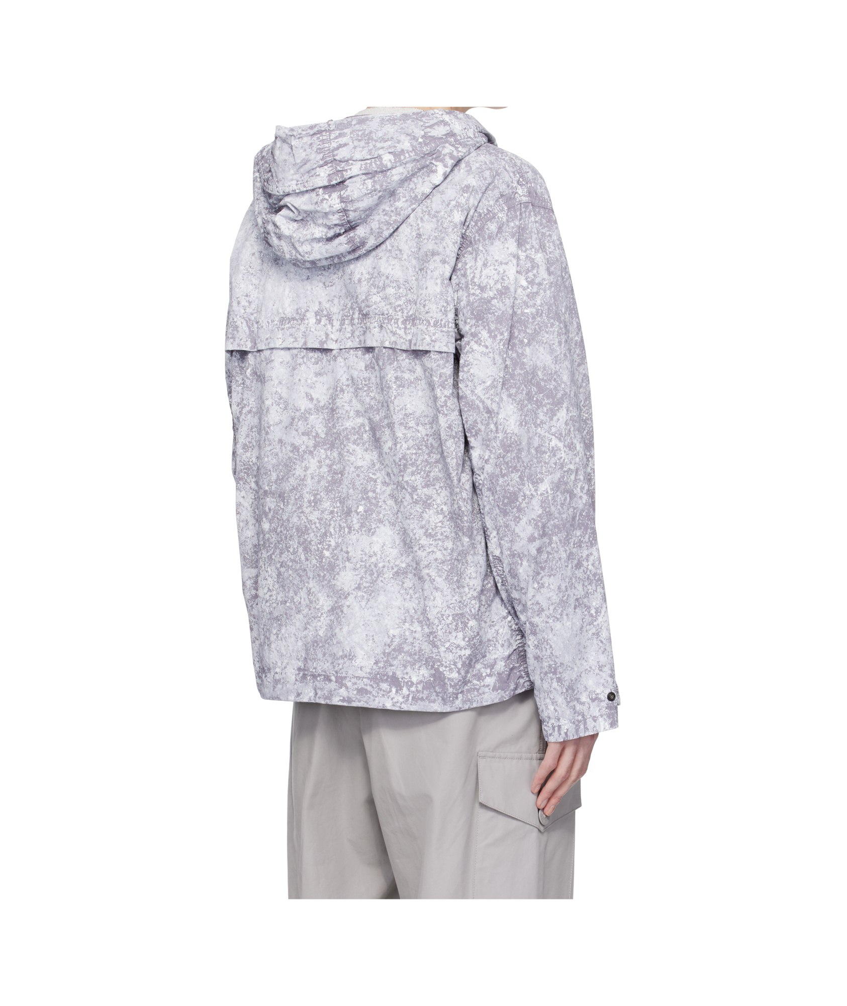 Stone Island Hooded Jacket With All-over Motif And Anti-dгор In Pearl Grey