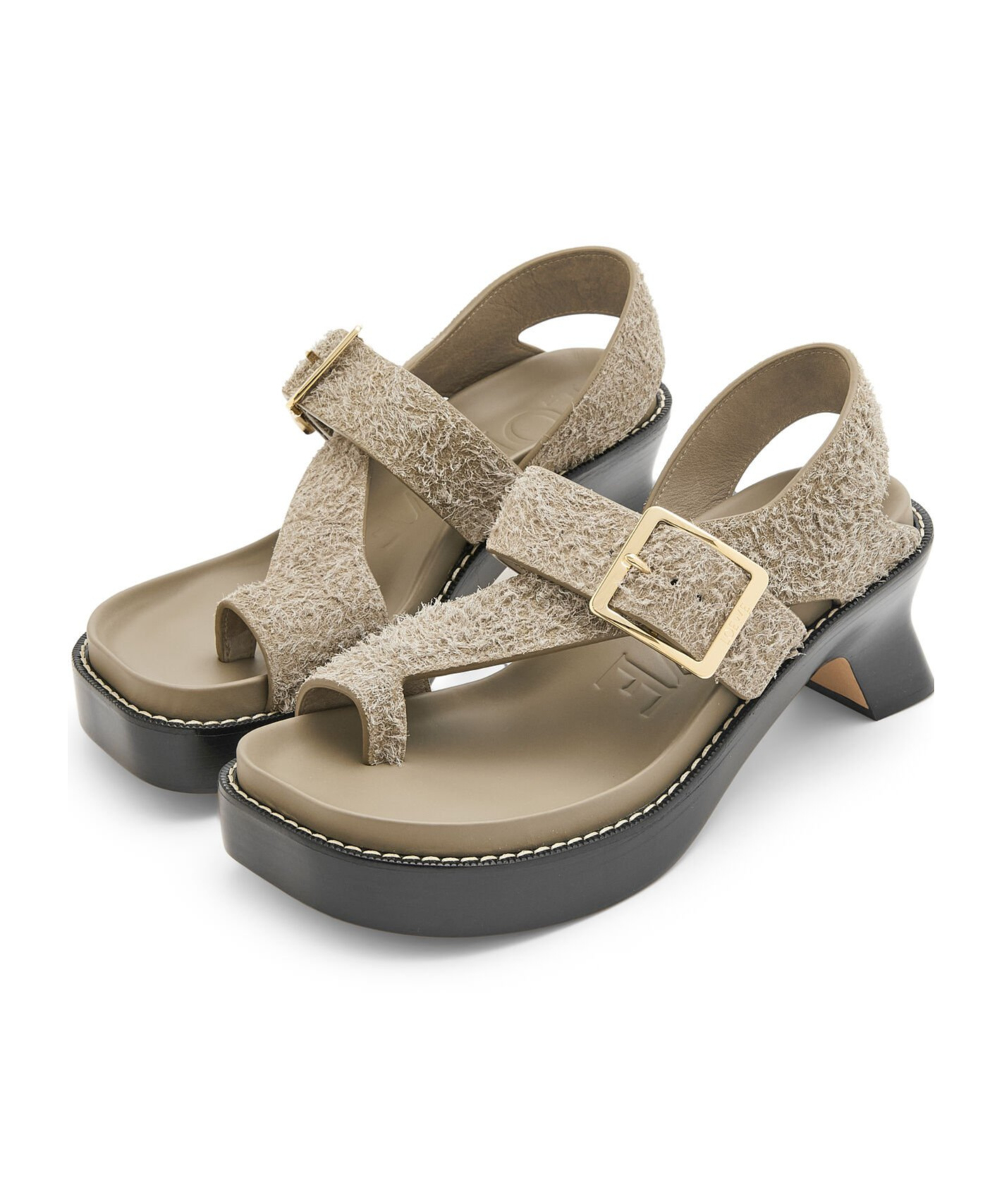 Loewe Khaki Open Toe Sandals In Green