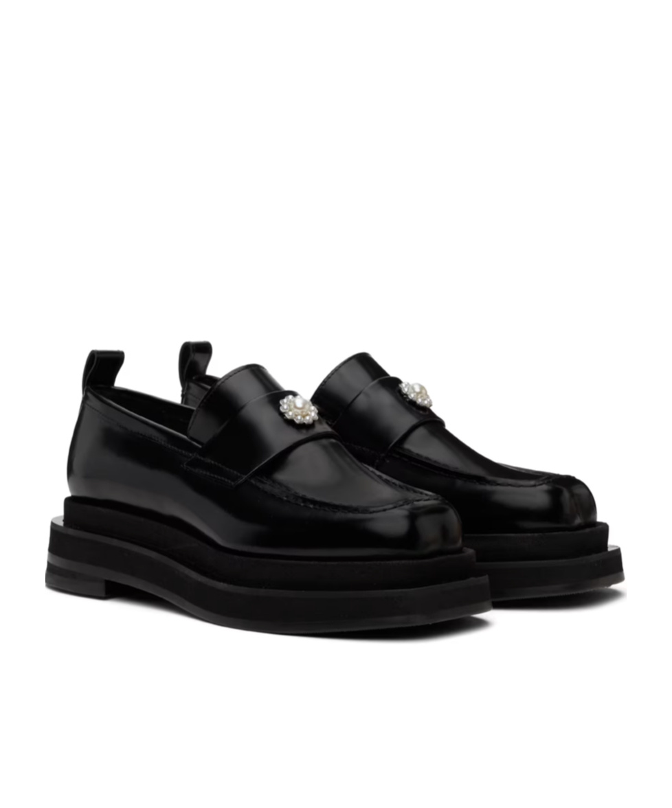 Simone Rocha Artificial Pearl Decorated Loafers In Black