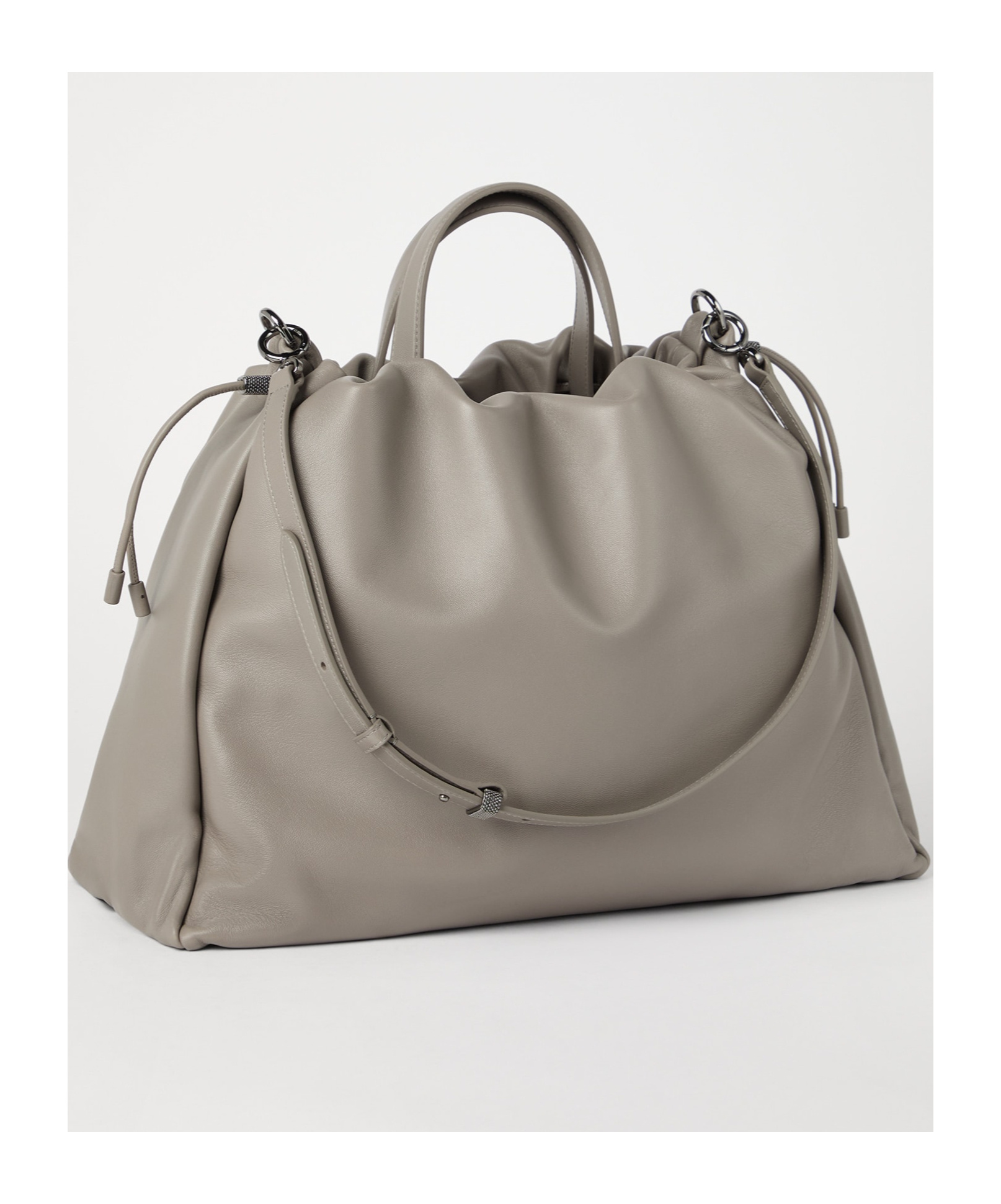 Shop Brunello Cucinelli Monili Drawstring Tote Bag In Nude