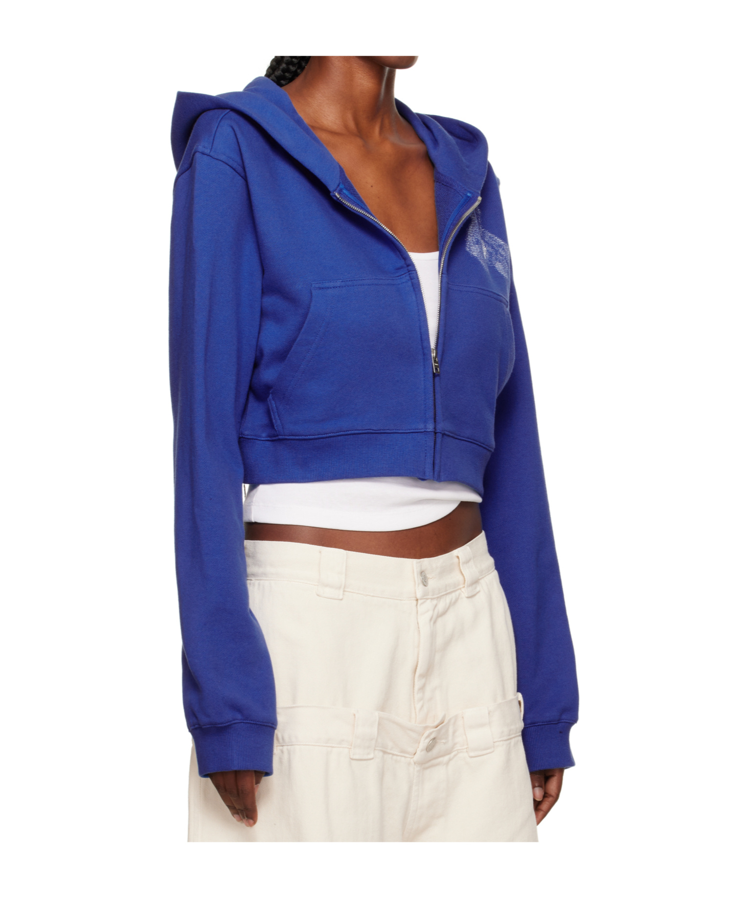 We11 Done Teddy Bear Slim-fit Zip-up Hoodie In Blue