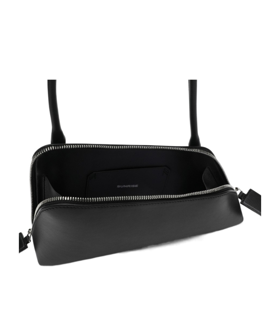 Attico Double Zipper Shoulder Bag In Black