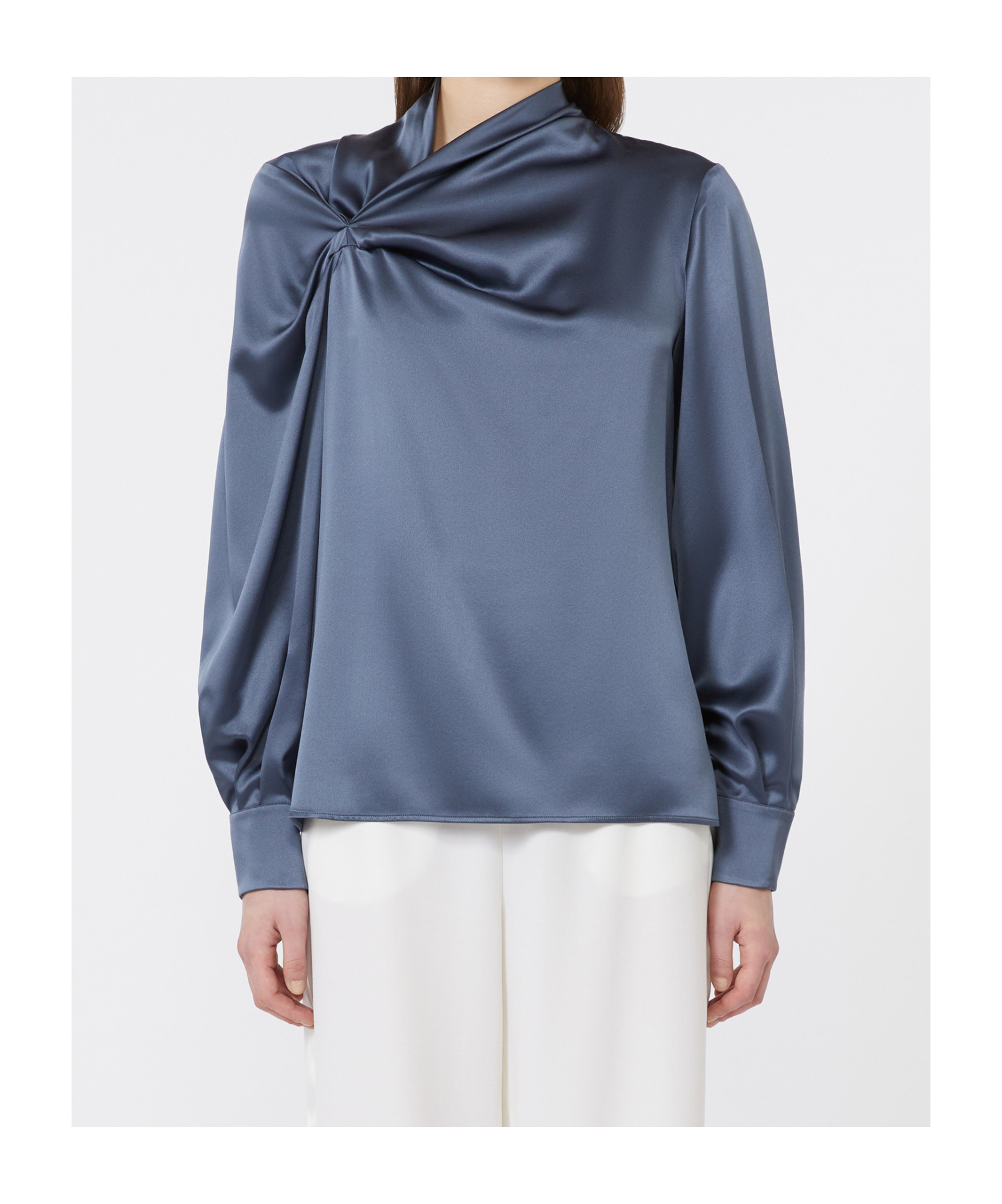 Max Mara Knot-detail Long-sleeve Blouse In Blue