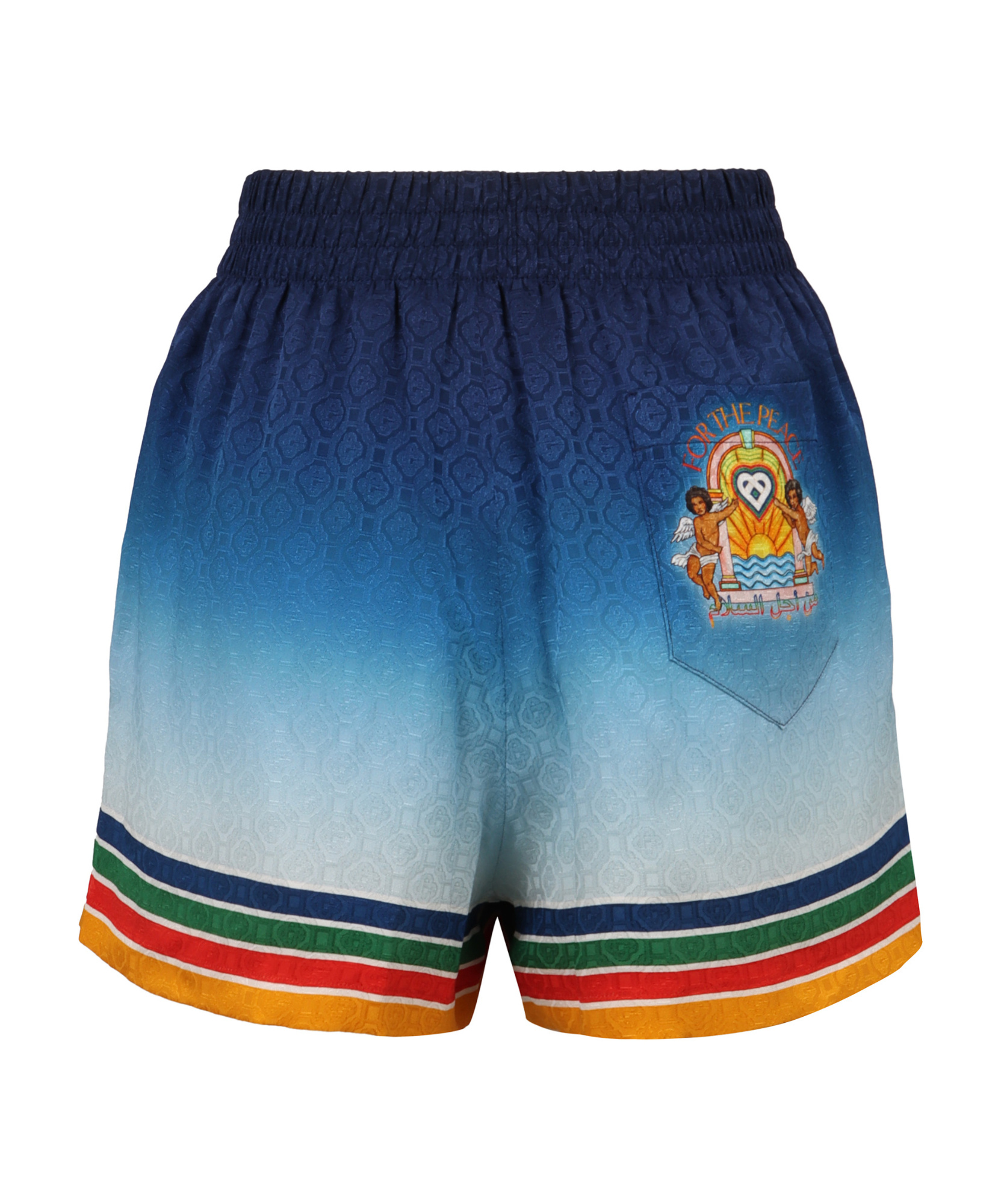 Casablanca Degrade Printed Silk Jacquard Pull-on Shorts In Blue
