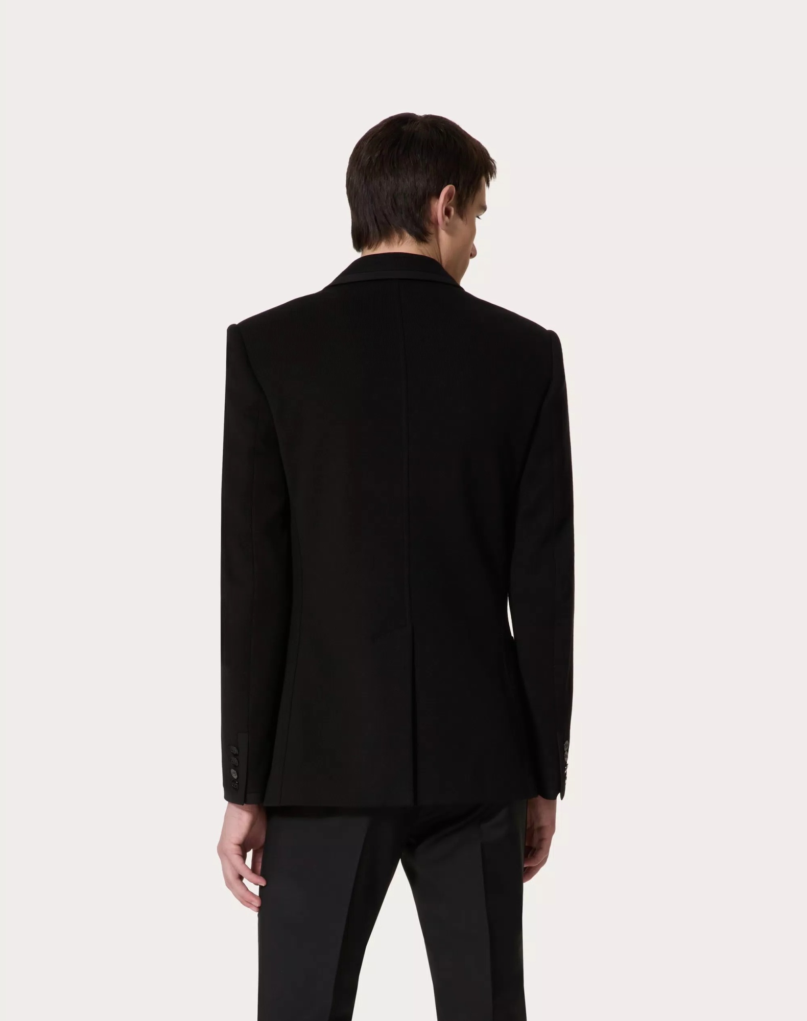 Valentino Double-breasted Cotton Jersey Jacket With Vlogo Signature Patch In Black