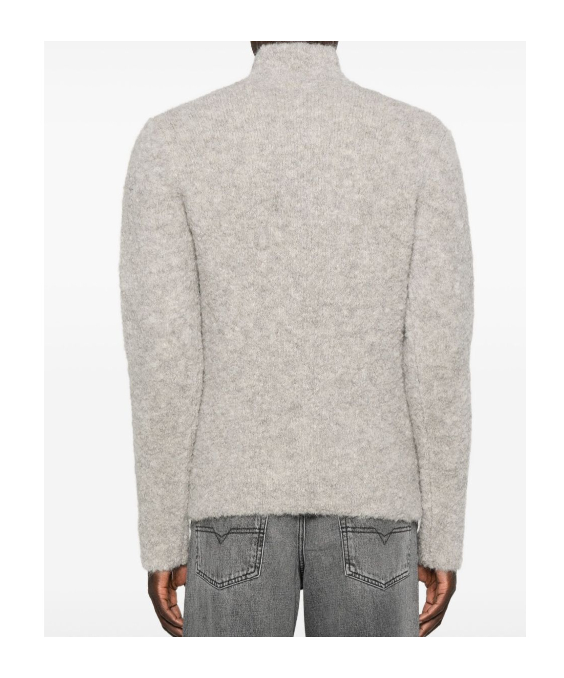 Diesel High Collar Textured Knitwear Zipper In Brown