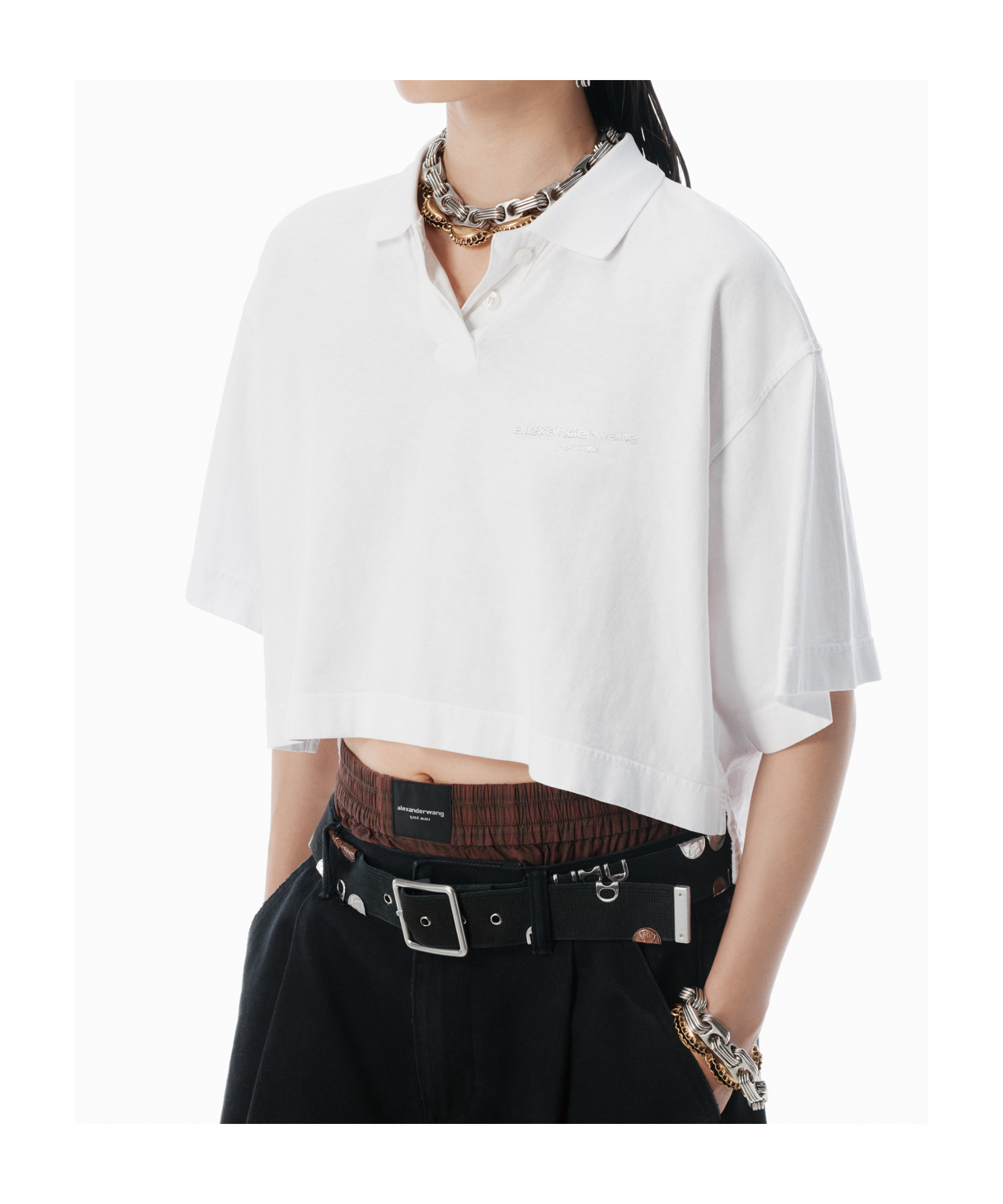 Alexander Wang Collared Shirt With Short Sleeves In White