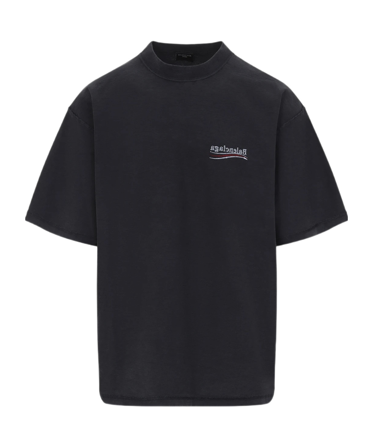 Balenciaga Men Graphite Cotton Oversize T-shirt In Black, White, Red