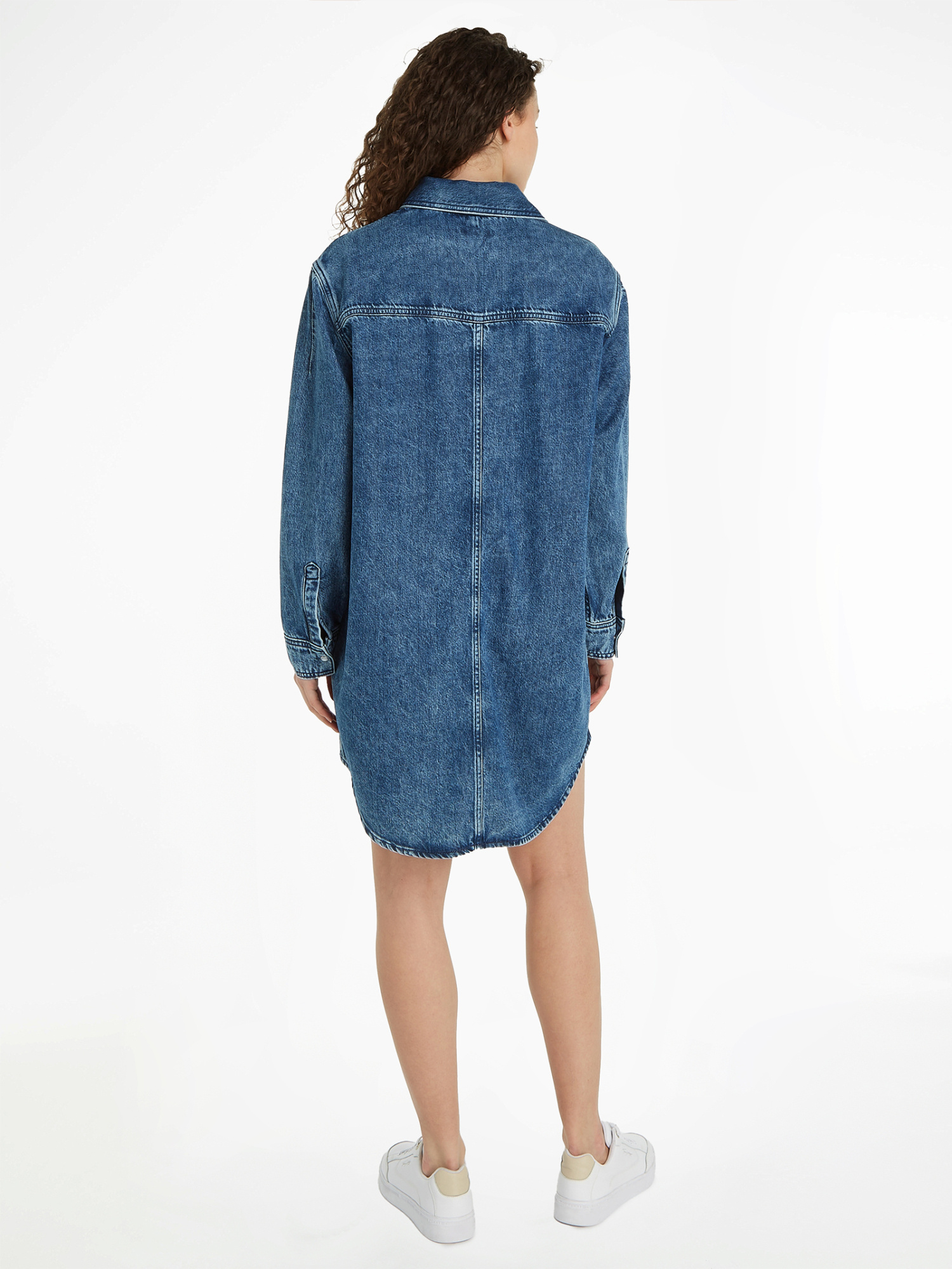 Tommy Hilfiger Long Denim Shirt Dress In Blue