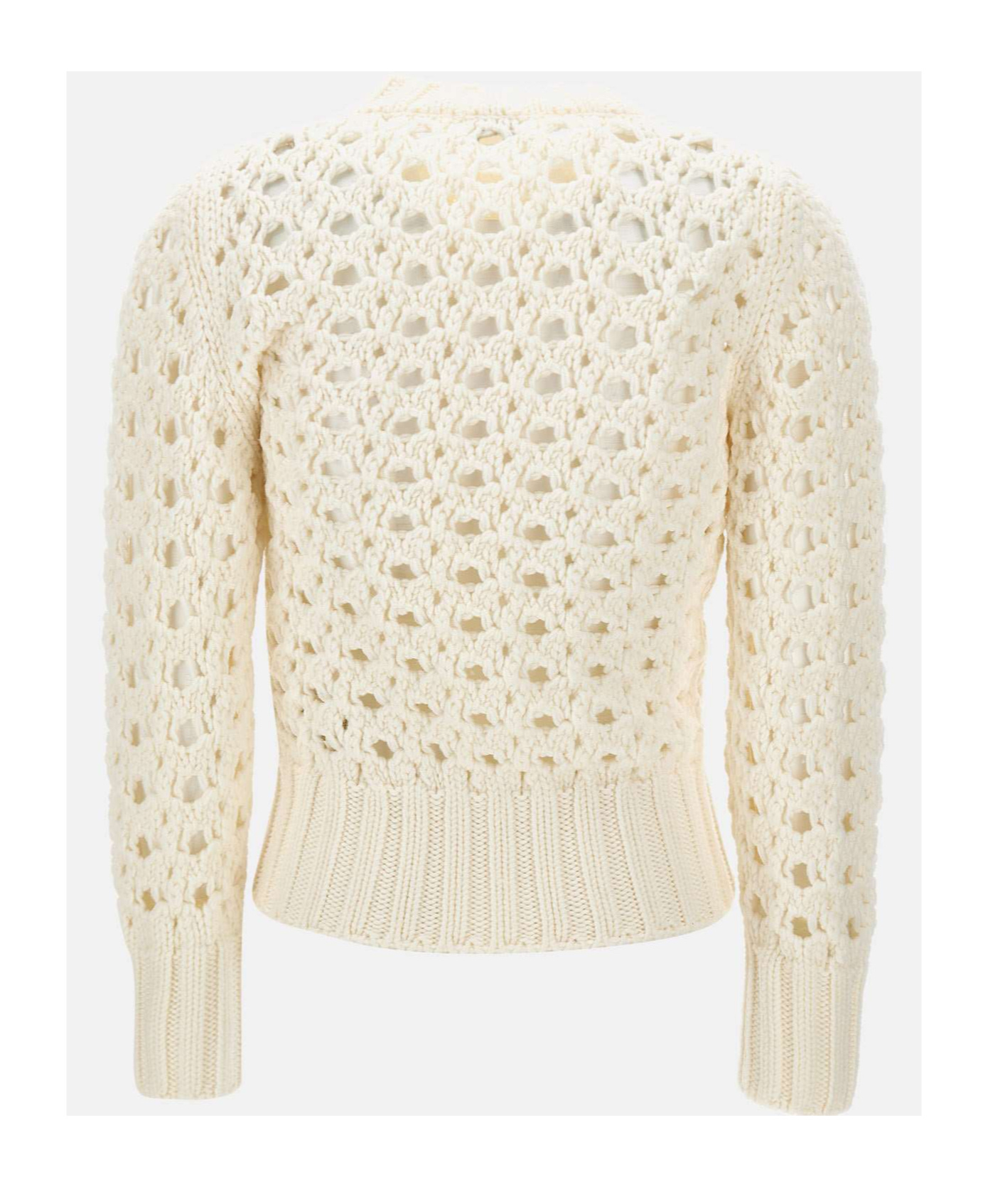 Eleventy Hole-pattern Wool Sweater In White