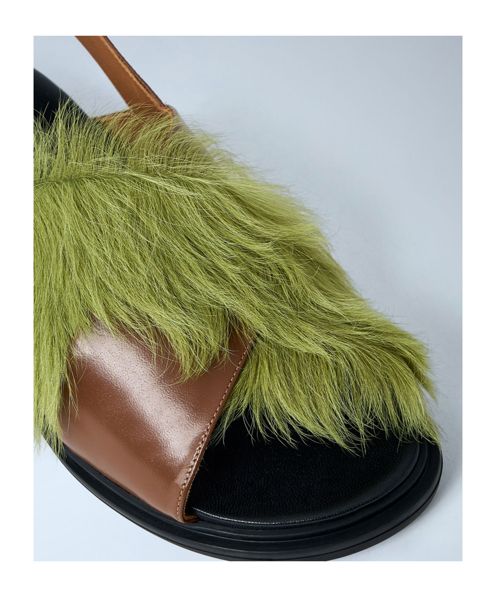 Marni Calf-hair Sandals In Green