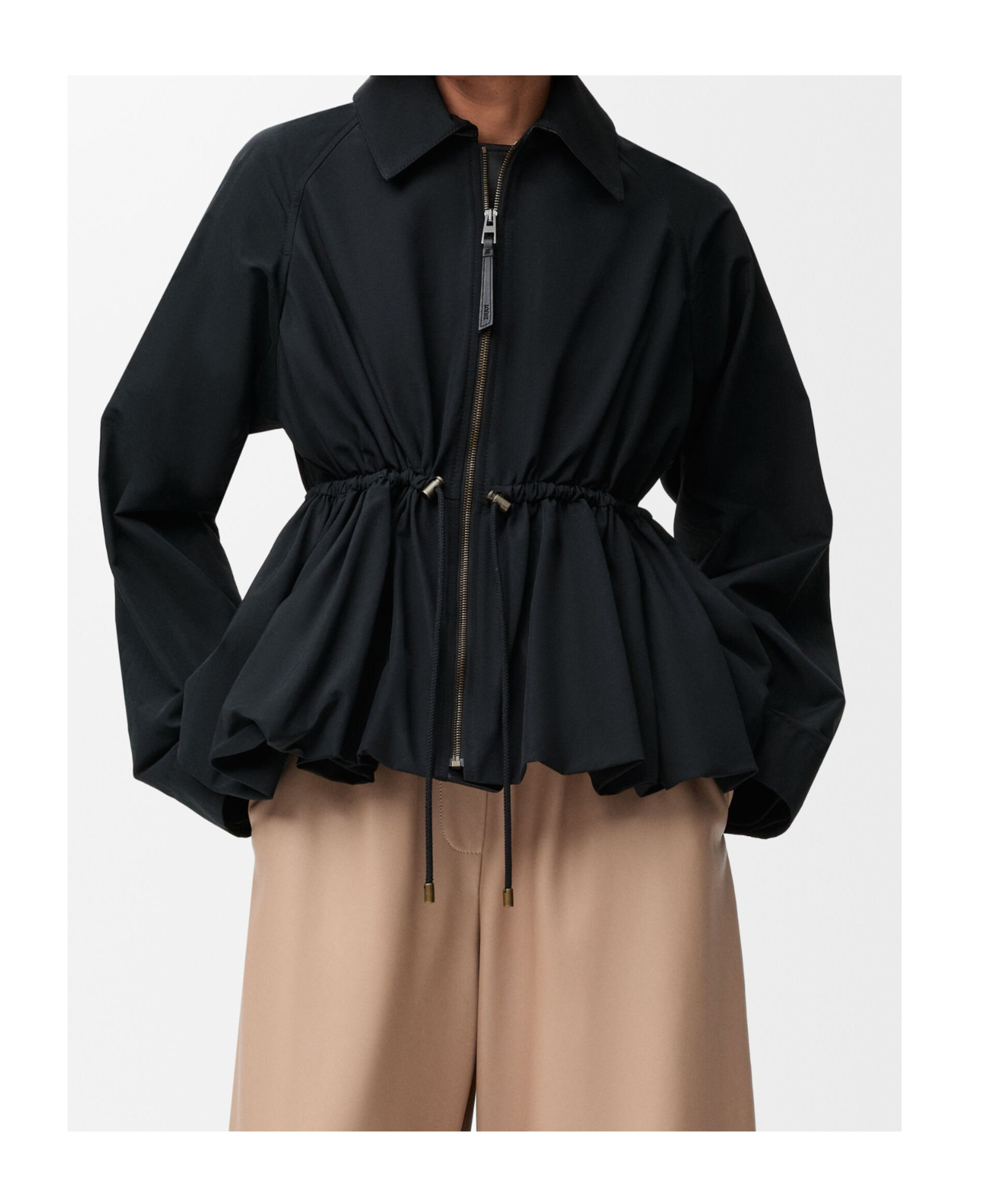 Loewe Womens Black Drawstring-waist Cotton-blend Jacket In Black